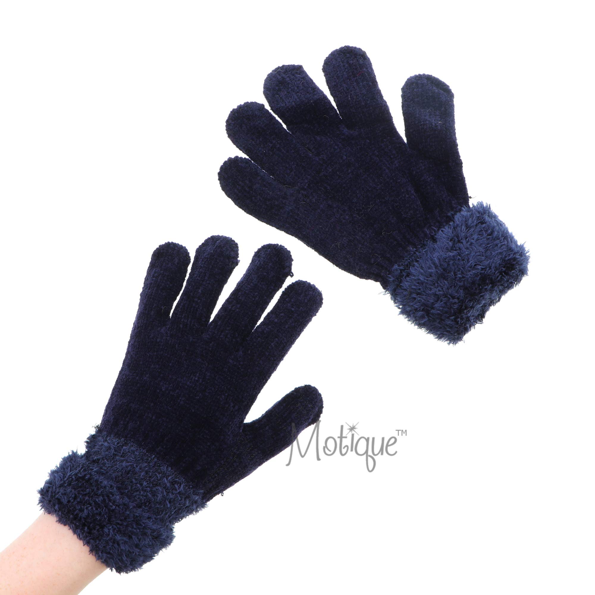 Adult Chenille Gloves with Fur on Top - Warm Winter Accessories for Women & Men, Perfect for Driving, Outdoor Activities, and Cold Weather