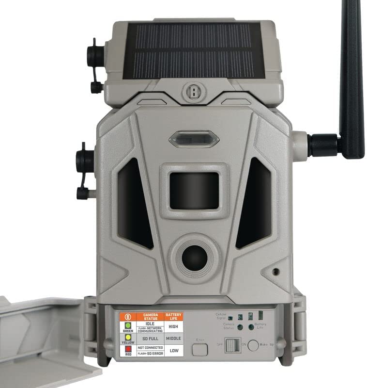 Bushnell CelluCORE 20 Solar Trail Camera - Low Glow Hunting Game Camera with Detachable Solar Panel, Strap & SD Card Bundle - Perfect for Wildlife Monitoring, Hunting, and Outdoor Security Surveillance