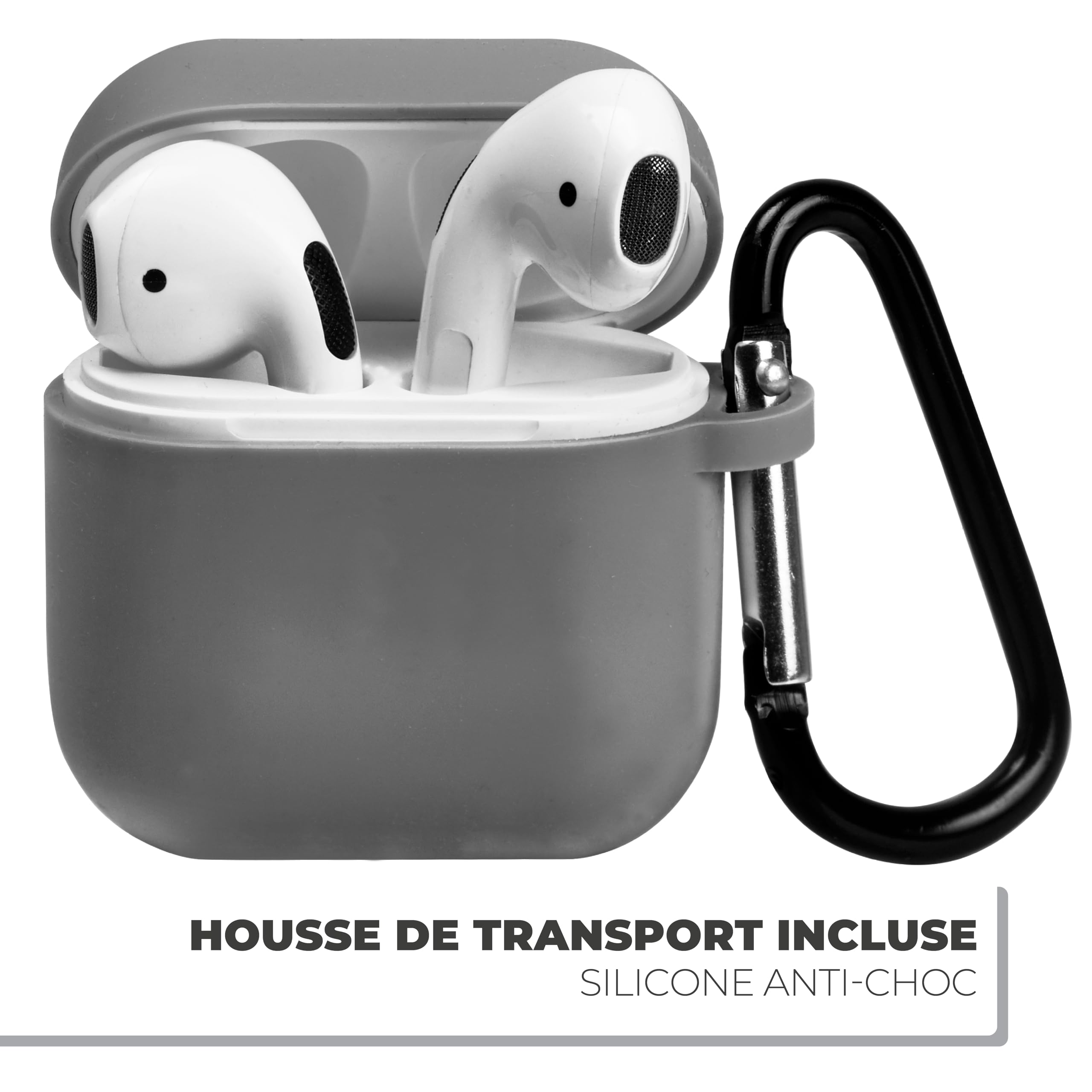 APM 600330 Wireless Bluetooth Headphones with Charging Case - Stereo Sound Earbuds, Noise Cancelling, Soft Silicone Ear Tips - Compatible with iPhone, Android, PC, Tablet - Perfect for Workouts, Commuting & Travel (White)