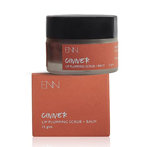 ENN Cinner Brightening & Plumping Lip Scrub + Balm Set - Natural Moisturizer for Dark & Tanned Lips - Glossy Enhanced Pout for Men & Women (15g) | Perfect for Daily Lip Care & Nighttime Treatment