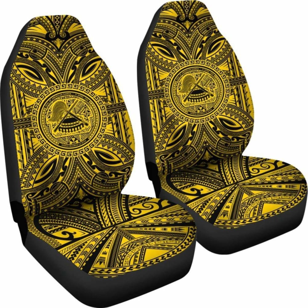 Premium American Samoa Car Seat Cover with Polynesian Gold & Black Coat of Arms Design - Durable Protection for Vehicles - Perfect for Cars, Trucks & SUVs