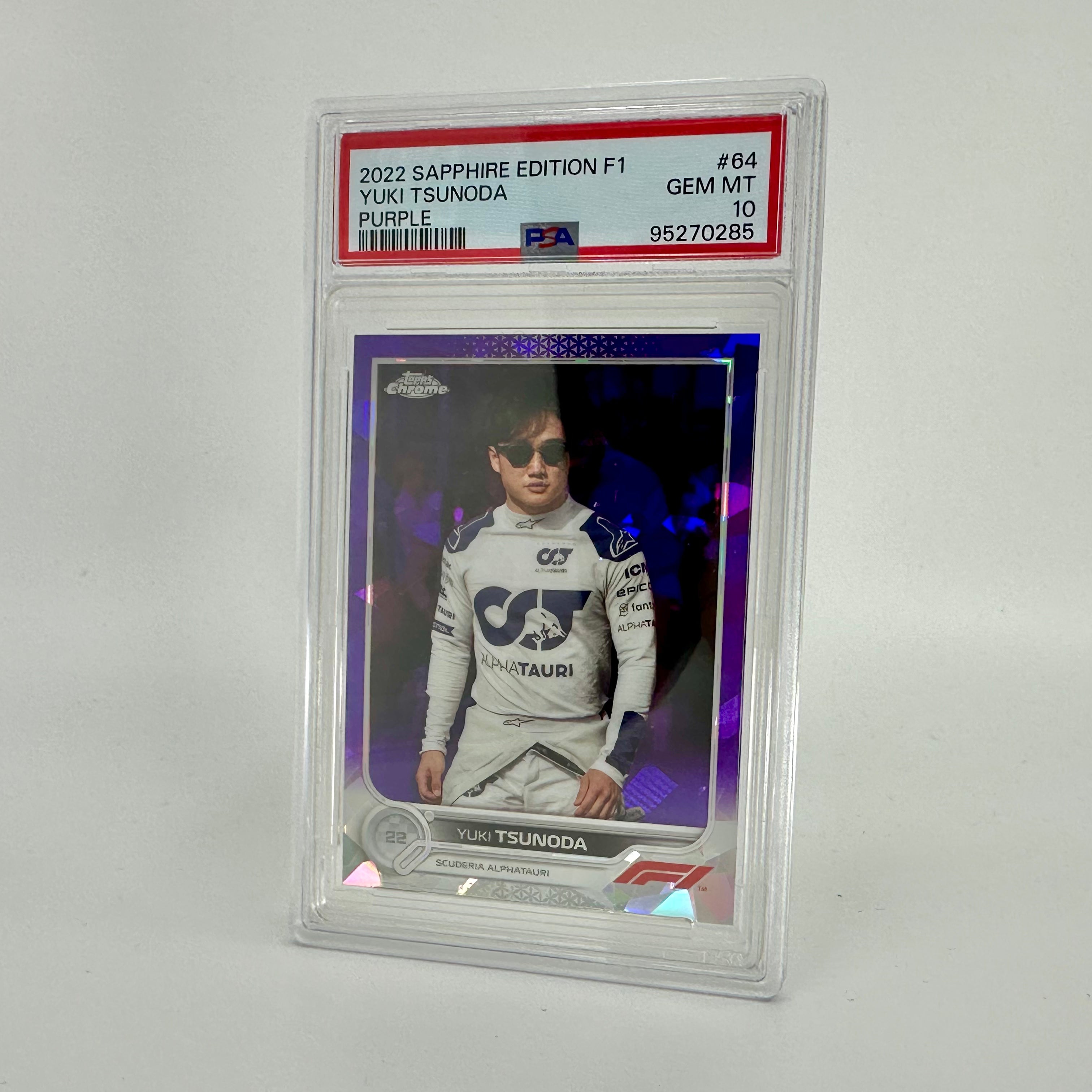 2022 Topps Chrome Yuki Tsunoda #64 PSA 10 Purple Sapphire Trading Card - Perfect for F1 Collectors, Racing Fans & Card Investors
