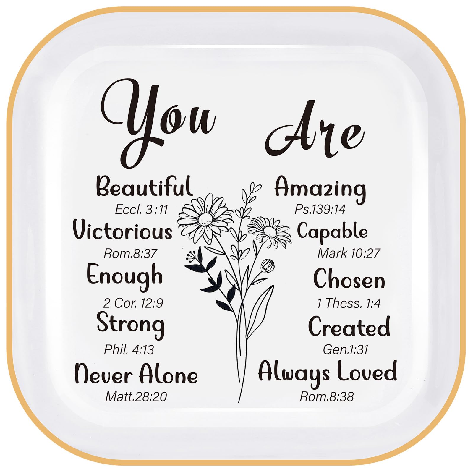PUDDING CABIN Christian Jewelry Dish for Women - Inspirational Bible Verse Gifts, Catholic Religious Gifts, Spiritual Birthday & Mother's Day Presents, White - Perfect for Home Decor & Daily Devotion