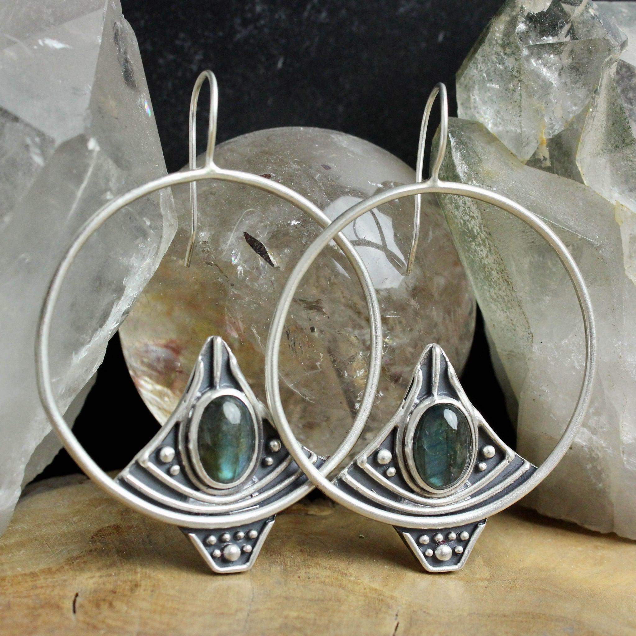 Stylish Sela Earrings with Genuine Labradorite Gemstone – Perfect for Parties, Weddings & Everyday Elegance