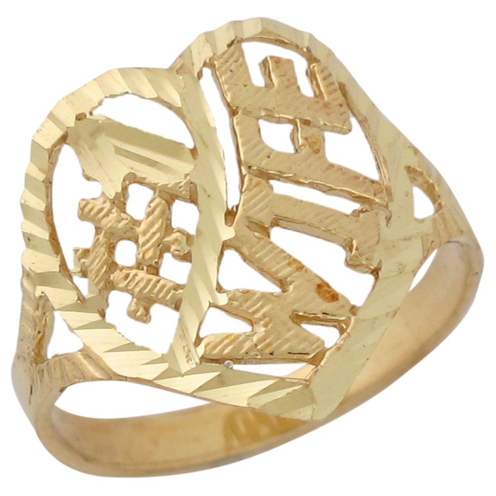14K Yellow Gold Diamond-Cut Heart 