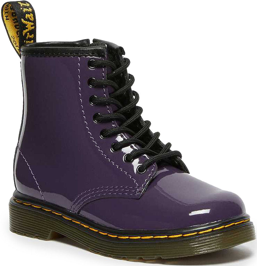 Dr. Martens 1460 Patent Leather Brooklee Boots for Toddlers - Shiny Black Kids Ankle Boots for Boys & Girls - Perfect for School, Playdates & Outdoor Adventures