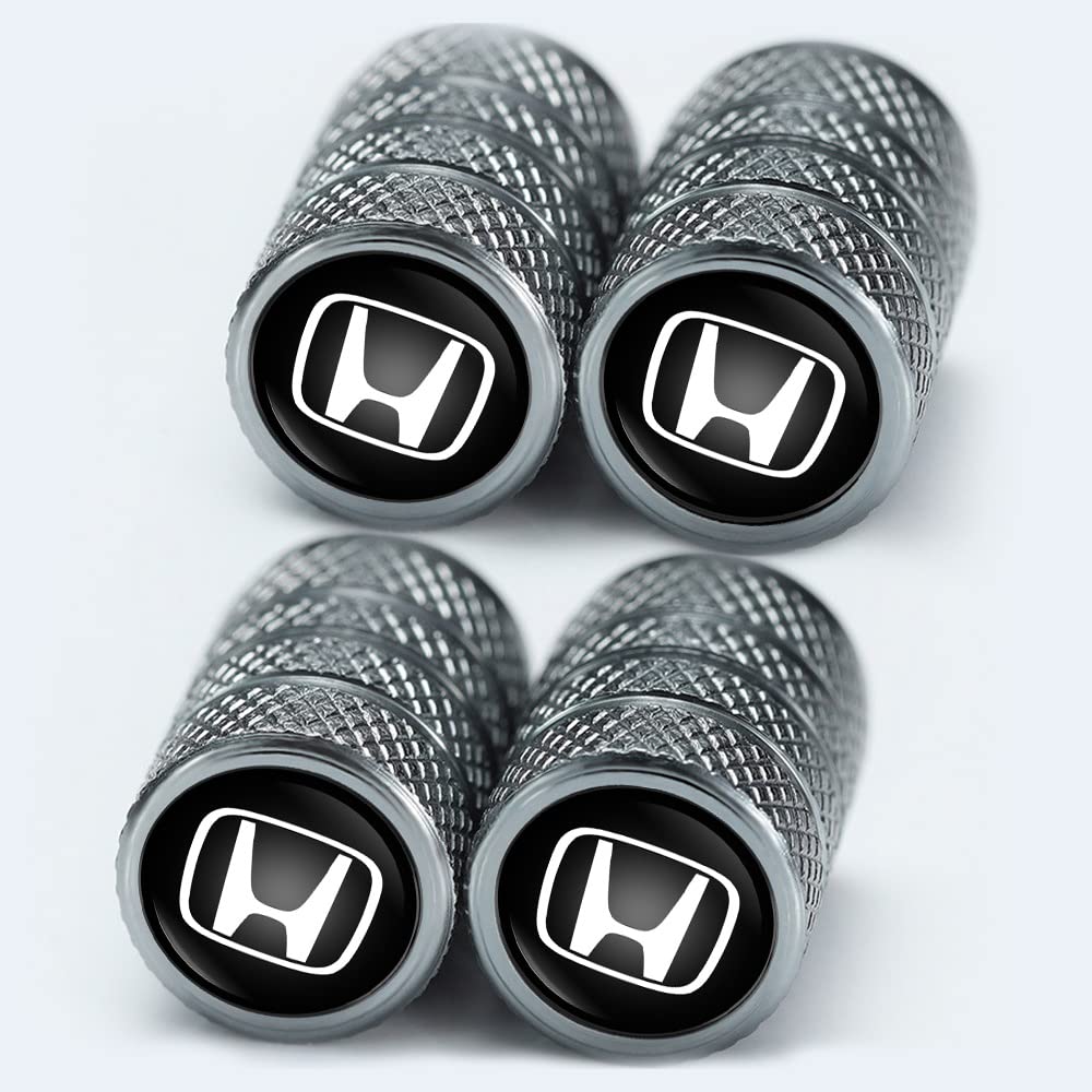 Premium Metal Tire Valve Caps (4-Pack) - Universal Fit for Honda Civic, CRV, Accord, Pilot, HR-V - Durable Air Nozzle Stem Caps with Logo Design - Car Wheel Accessories for Style & Protection - Perfect for Daily Commuting, Road Trips & Vehicle Customization