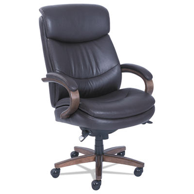 Big & Tall Executive Office Chair with Padded Armrests - ComfortCore Plus Memory Foam Seat - 400 lbs Weight Capacity - Black Leather & Weathered Gray Base - Perfect for Home Office, Conference Rooms & Executive Suites