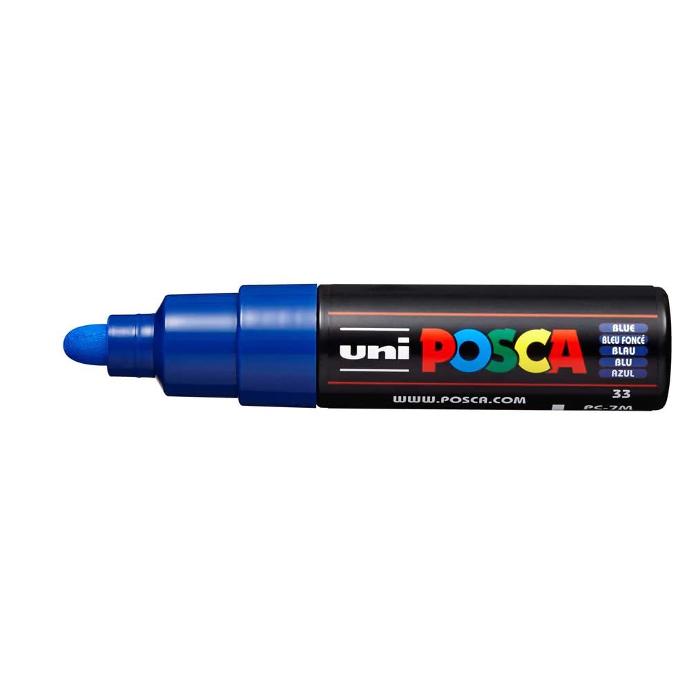 Posca Marker 7M Blue - Premium Paint Pens for Artists & Students | Rock Painting, Fabric Art, DIY Crafts & School Projects | Vibrant Water-Based Acrylic Markers