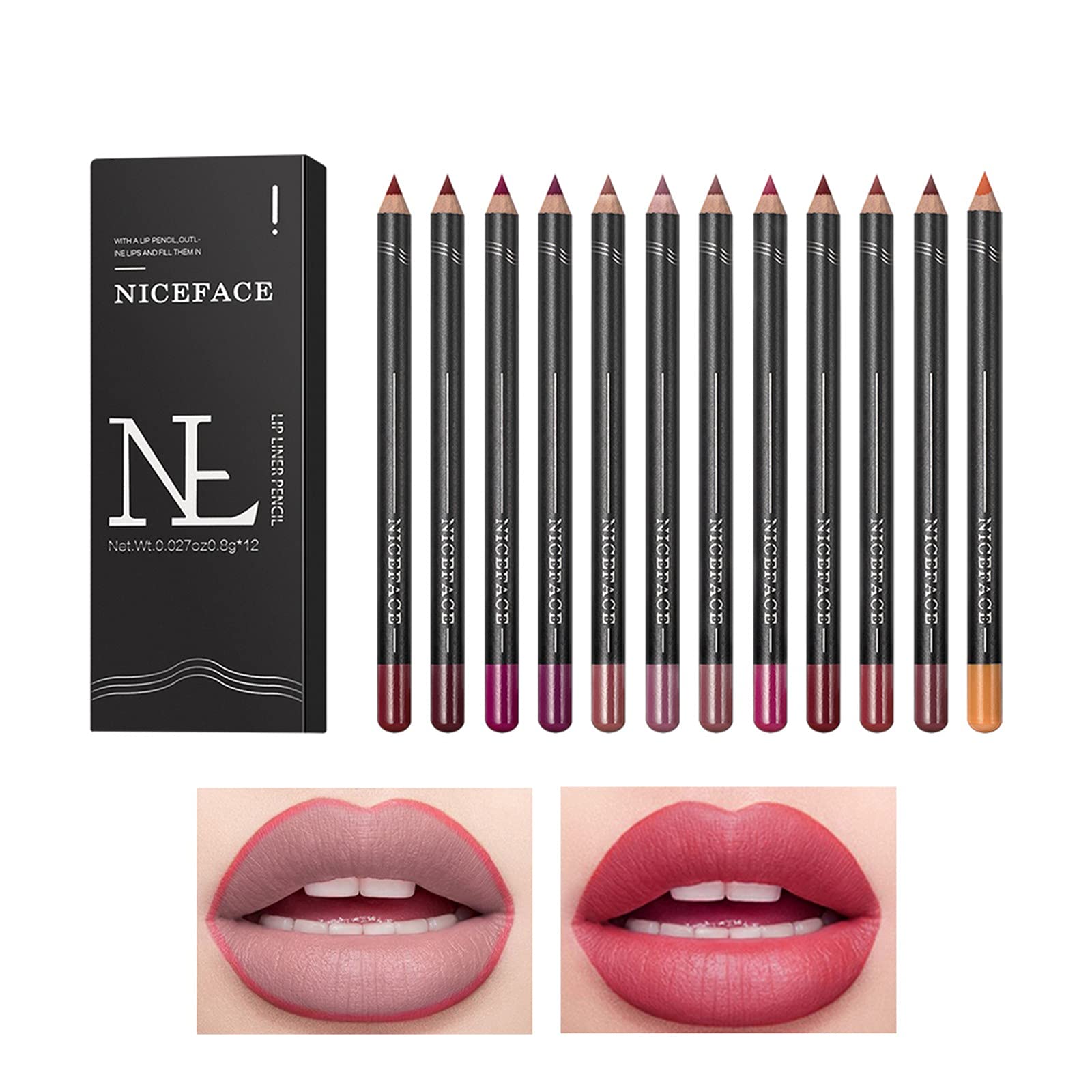 Velvet Lip Liner Pencil - 12 Long-Wearing Multicolor Lipstick Shades for Easy Application | Non-Waterproof Lip Pencil for Precise Lining & All-Day Wear | Perfect for Everyday Makeup, Night Out, and Professional Looks