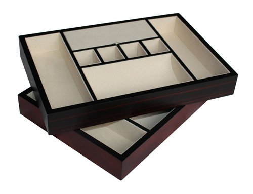 Premium Ebony Walnut Wood Valet Tray - Organizer for Keys, Phone, Jewelry & Watches | Dresser Top Catch-All for Home, Office & Travel Accessories