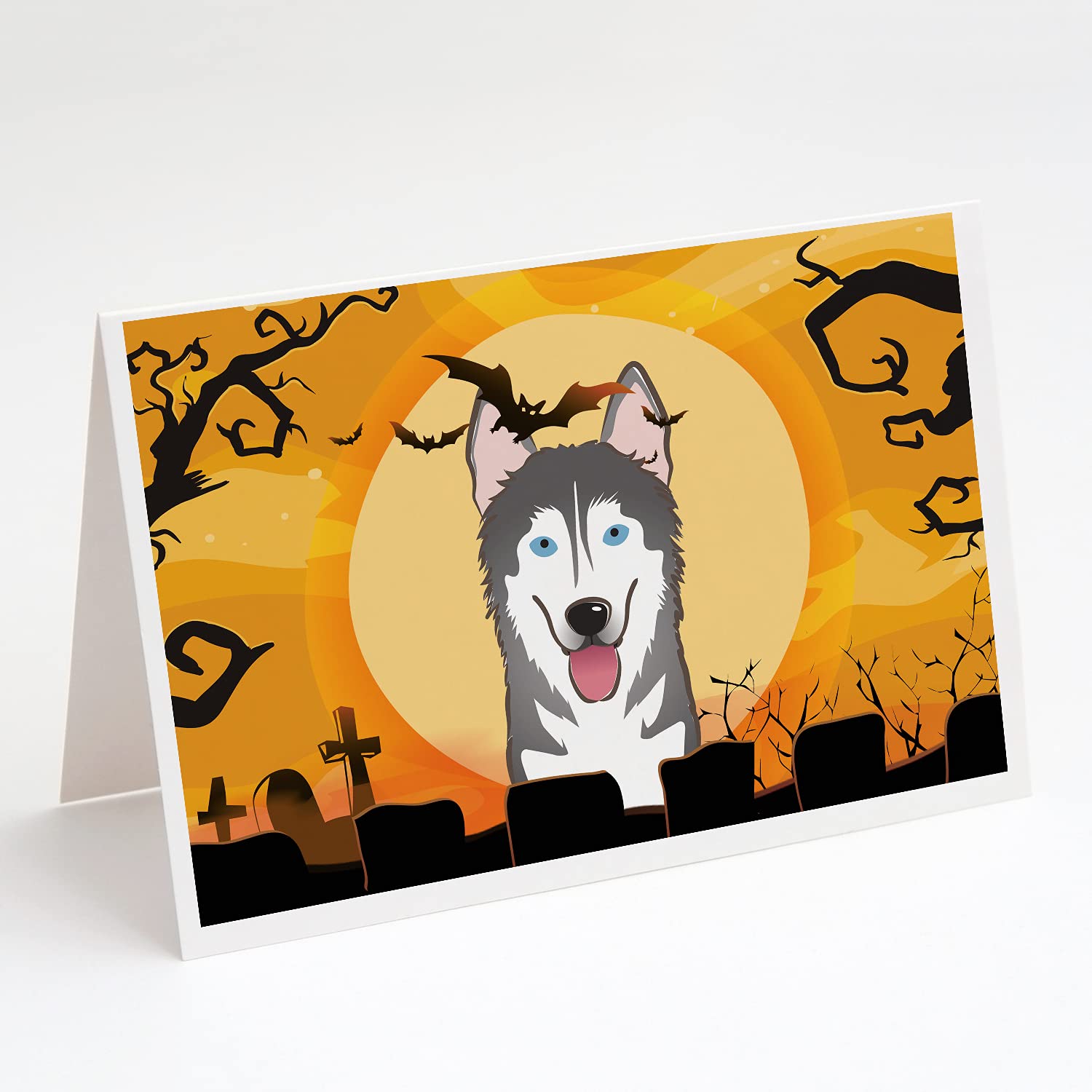 Halloween Alaskan Malamute Greeting Cards - Pack of 8 Blank A7 Note Cards (5x7 inches) with Envelopes | Whimsical Dog-Themed Stationery for Halloween Parties, Thank You Notes & Holiday Greetings