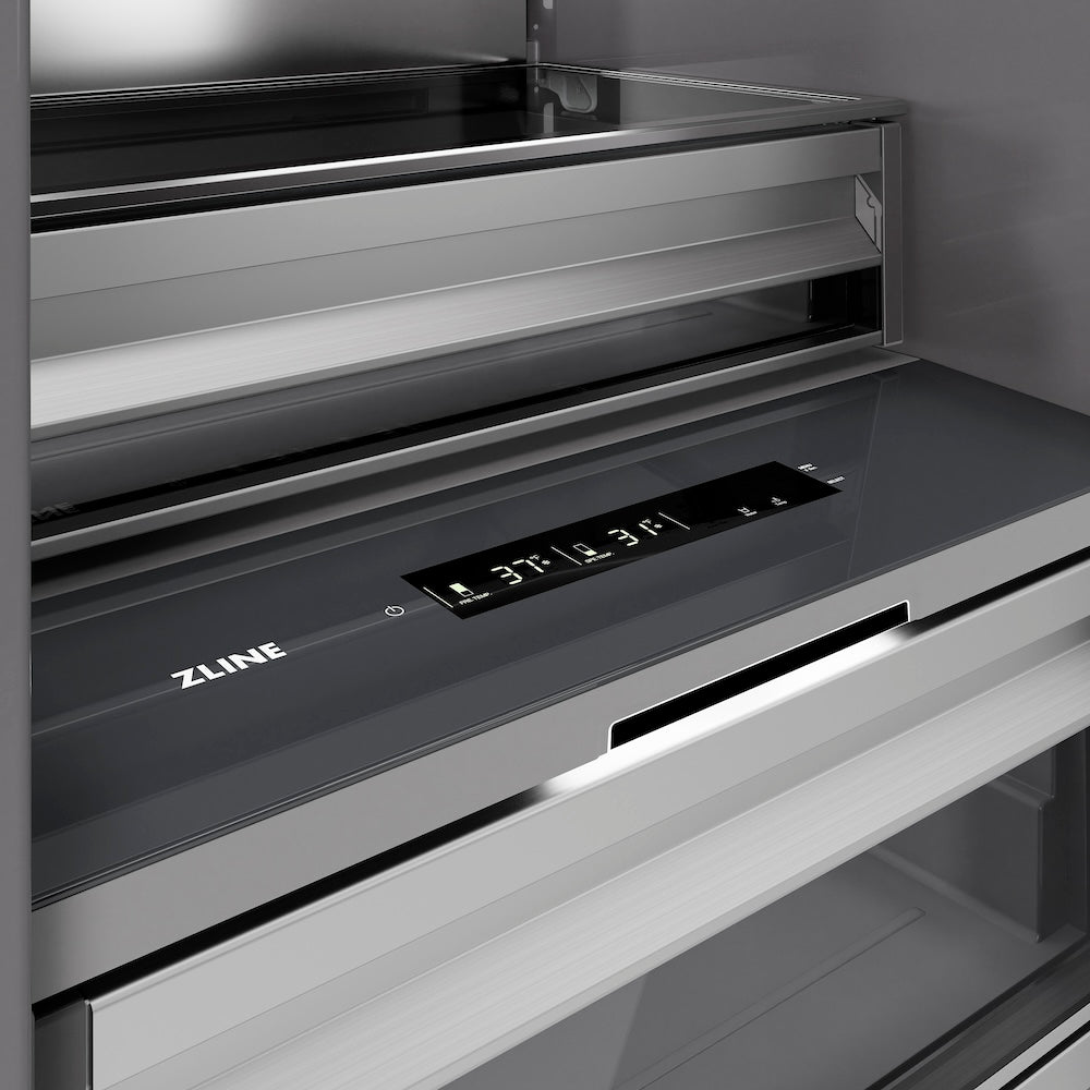 ZLINE Autograph Edition 30 Inch 16.7 Cu Ft Column Refrigerator - Stainless Steel Exterior, Graphite Gray Interior & Matte Black Accents (RCRVZ SN 30 MB) - Perfect for Modern Kitchens & Open Concept Homes