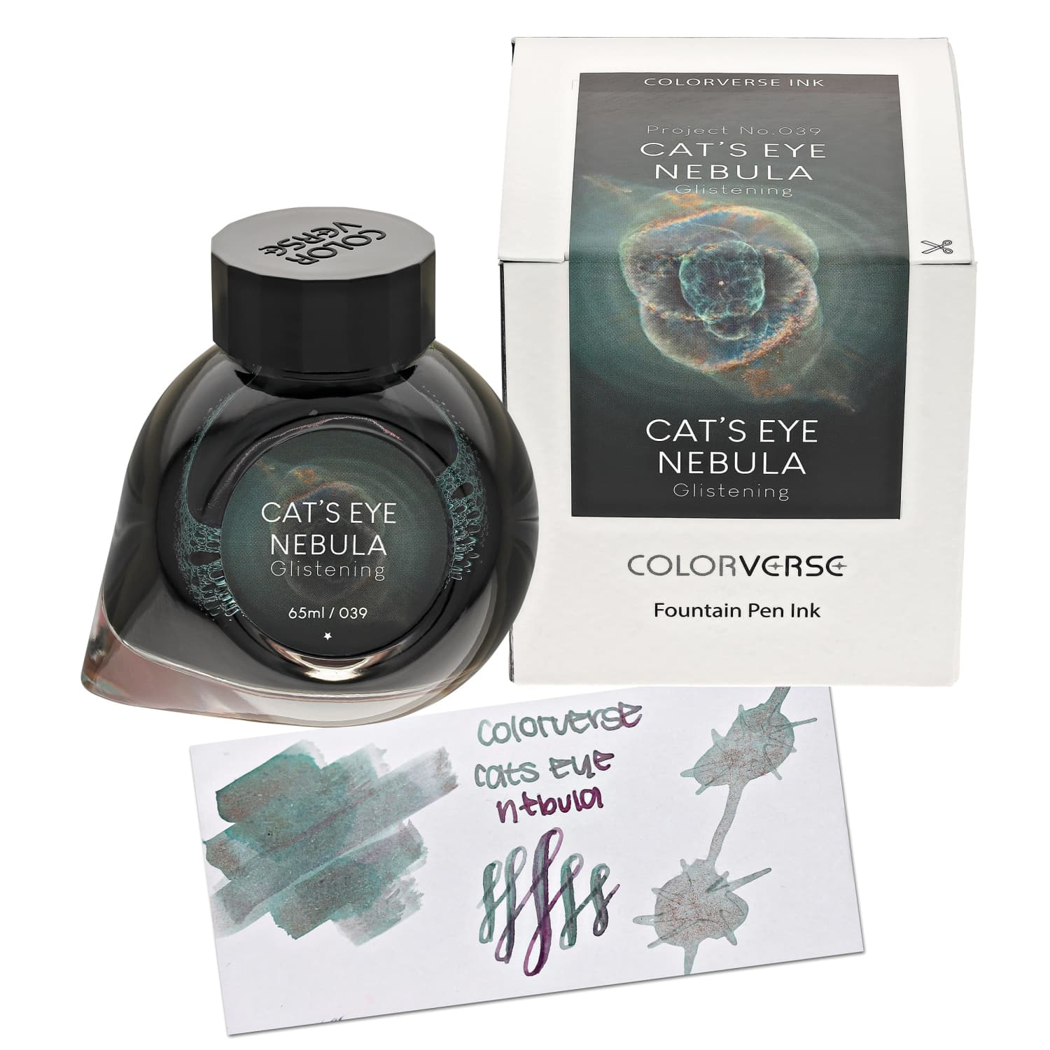 Colorverse Project Ink Vol. 6 Nebula Bottled Ink - No.039 Cat's Eye Nebula (65mL) for Fountain Pens, Calligraphy & Artistic Writing - Premium Space-Themed Writing Ink for Journaling, Sketching & Creative Projects