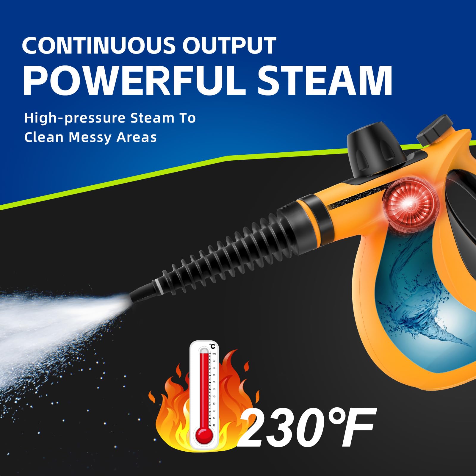 Handheld Pressurized Multi-Surface Steam Cleaner with 11 Accessories - Chemical-Free Home Steam Cleaner for Floors, Tiles, Windows, Couches & Grout | Perfect for Deep Cleaning Kitchens, Bathrooms & Upholstery