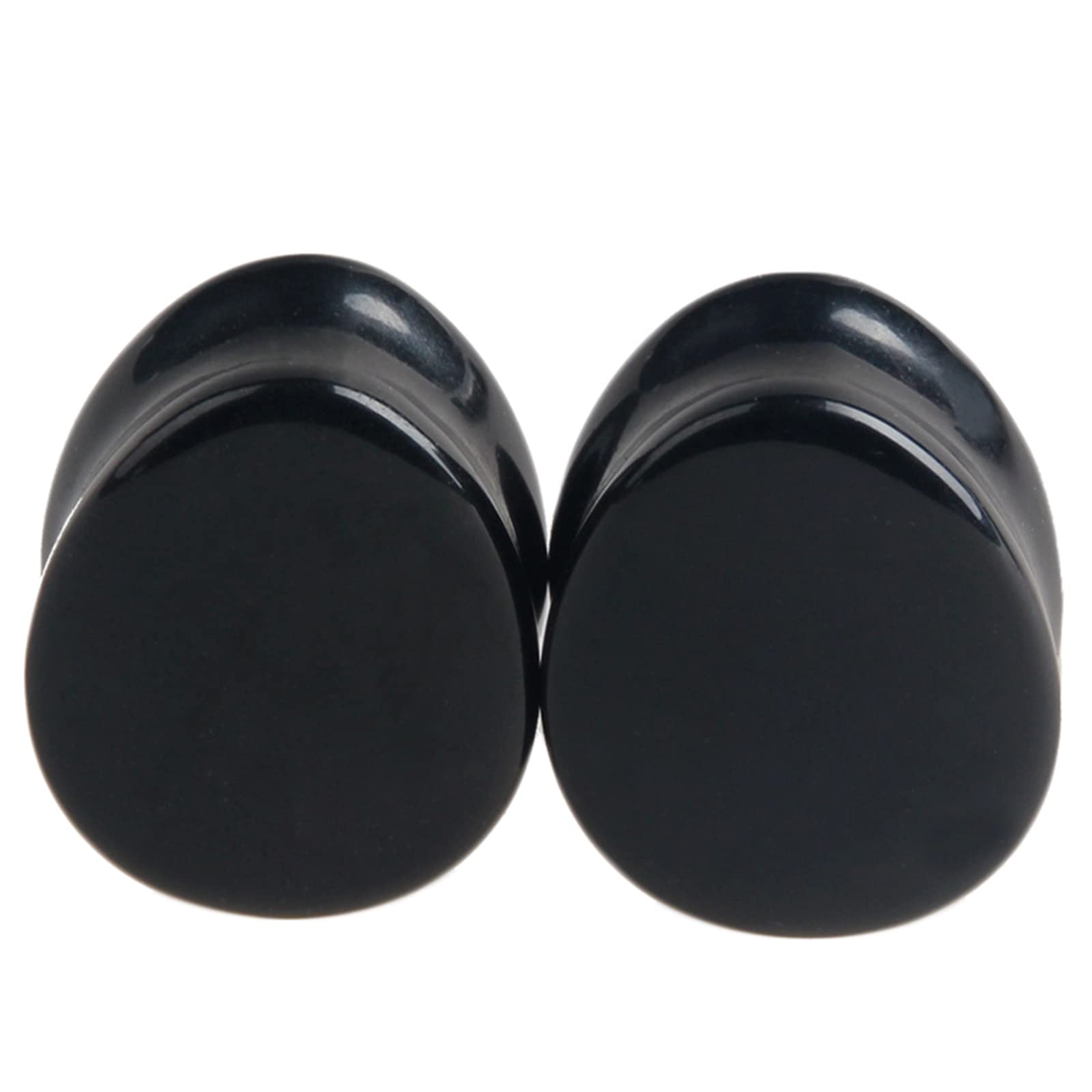 Gualiy 2PCS Black Stone Ear Gauges Plugs - Teardrop Shape Tunnel Plugs for Stretching (Multiple Sizes) | Perfect for Body Jewelry, Piercing Stretching & Alternative Fashion