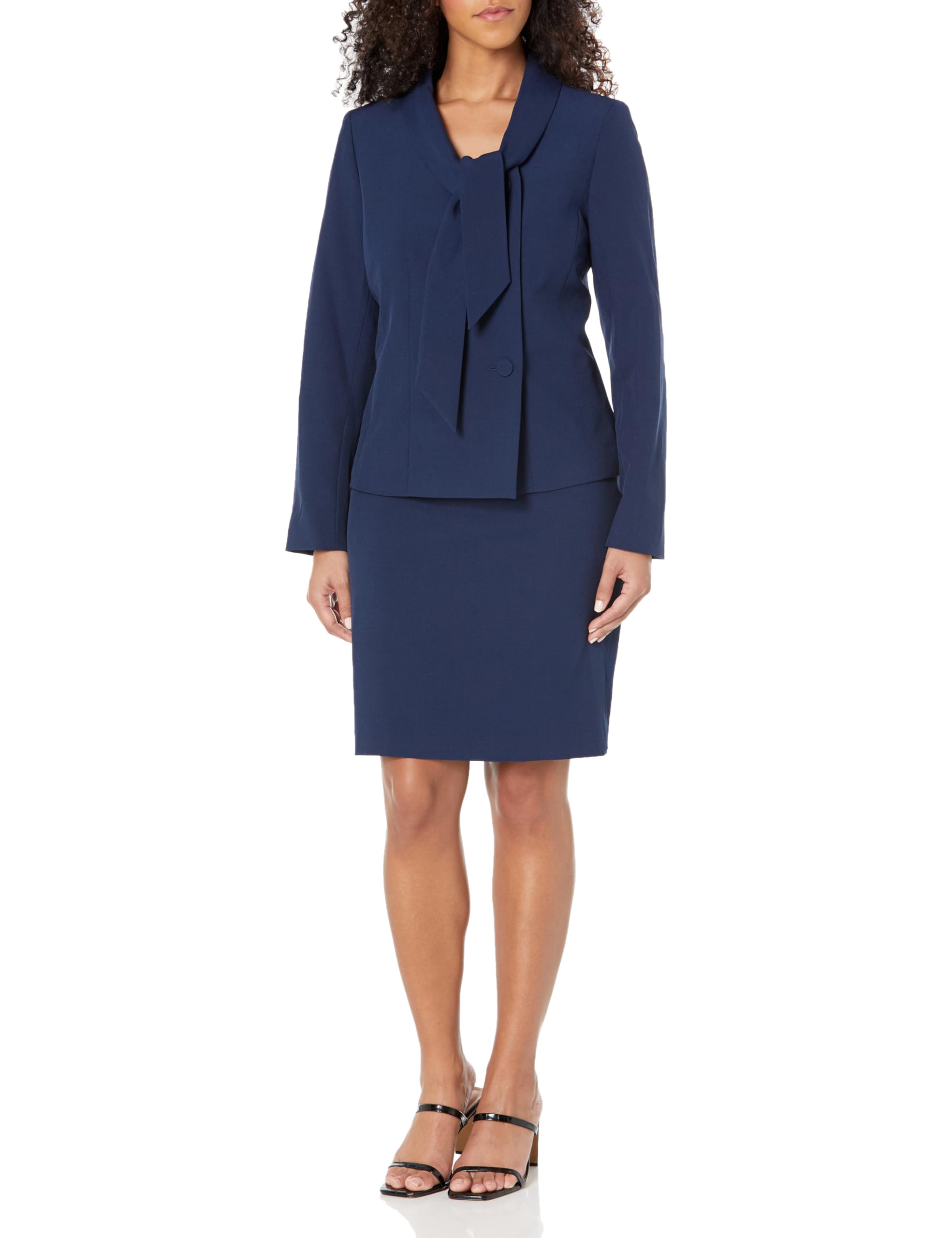 Women's Elegant 3-Button Shawl Collar Jacket and Skirt Suit Set - Formal Office Wear & Business Attire for Professional Women