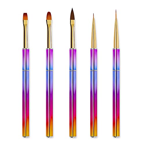 Ankeer 5pcs Nail Art Brushes Set - Professional UV Gel 3D Nail Design Painting & Drawing Liner Pens with Ergonomic Handles - Perfect for Salon, Home Manicure & DIY Nail Art
