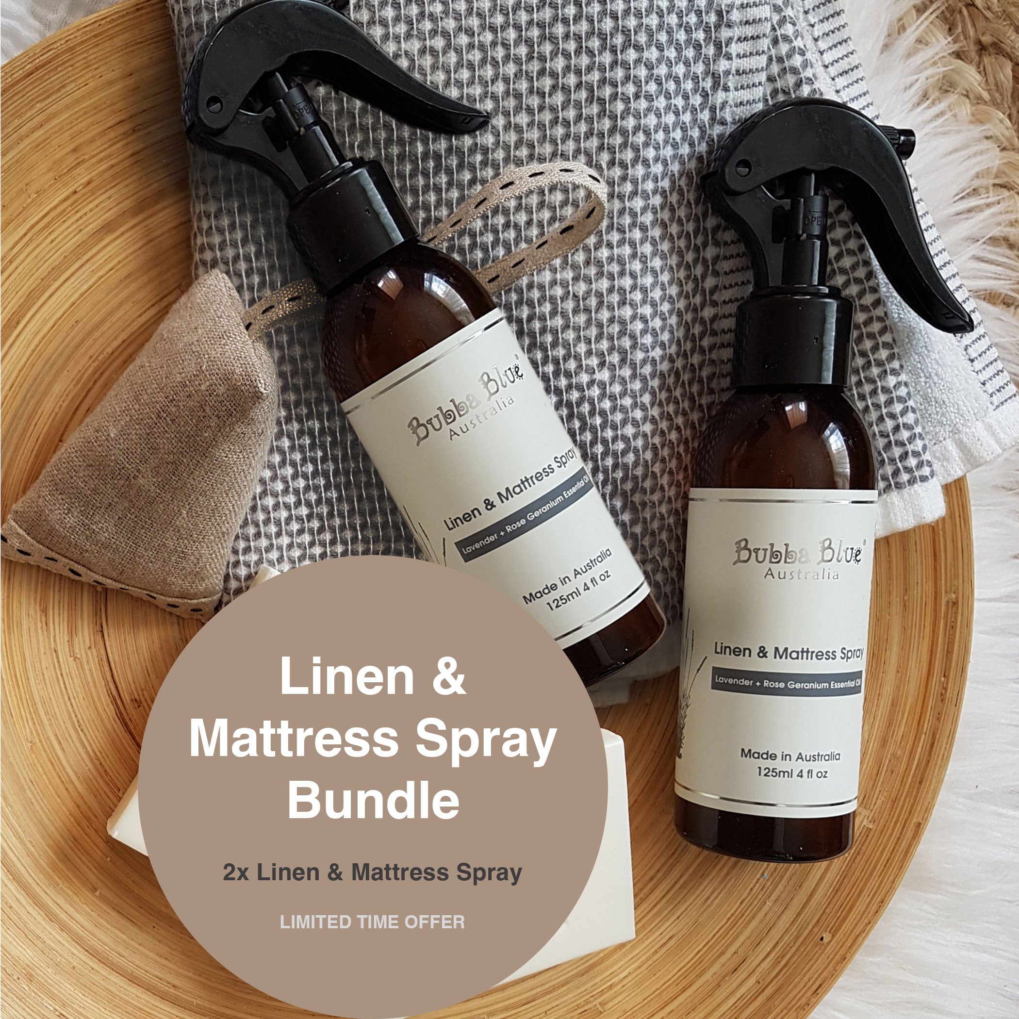 2-Pack 125ml Linen & Mattress Refresher Spray - Eliminate Odors & Freshen Fabrics for Bedding, Sofas & Home Textiles - Perfect for Allergy Relief & Deep Cleaning