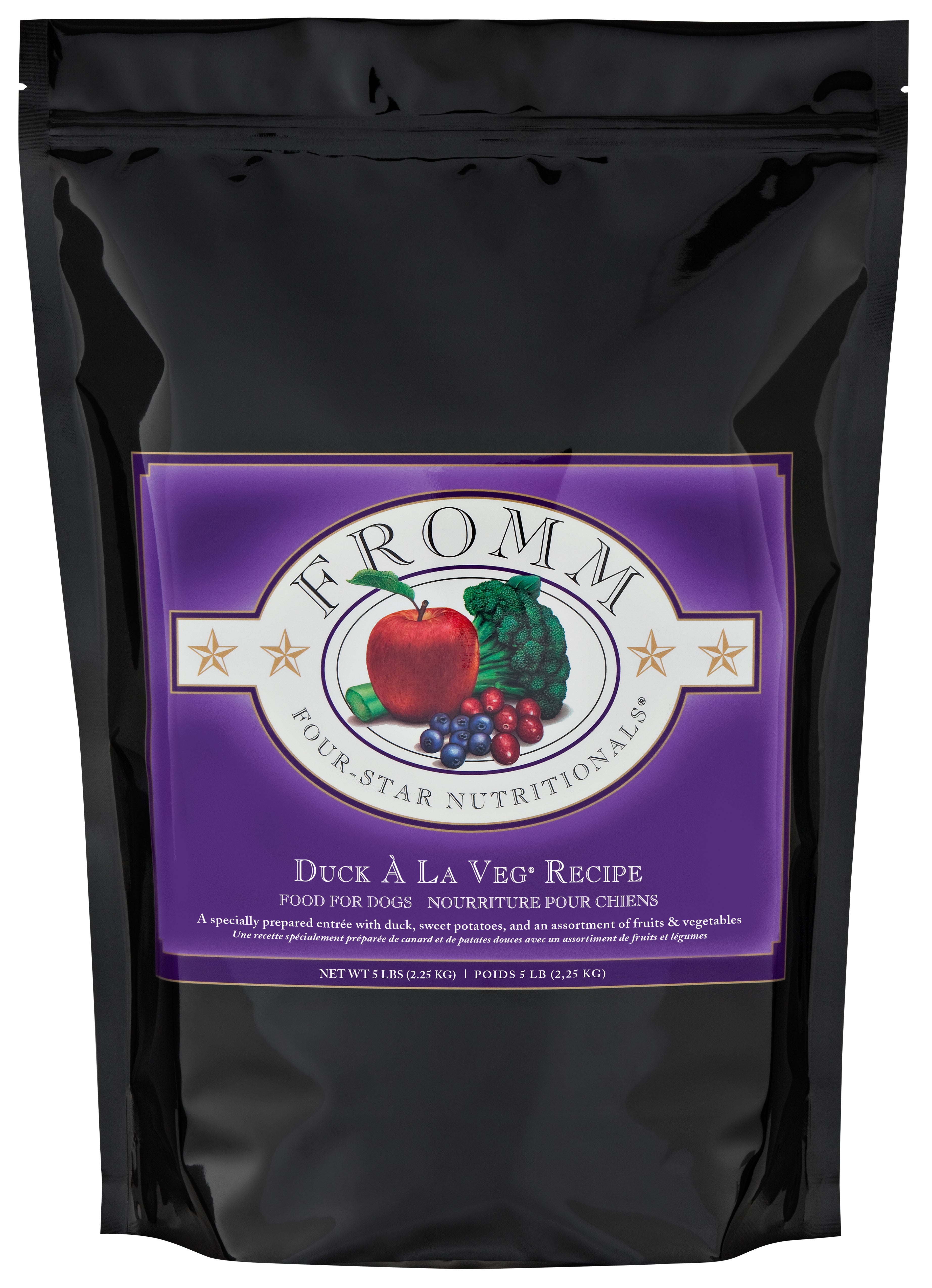 Fromm Four Star Grain-Free Dry Dog Food - Duck & Vegetable Recipe - High Protein, Natural Ingredients for Adult Dogs - Perfect for Sensitive Stomachs & Allergies