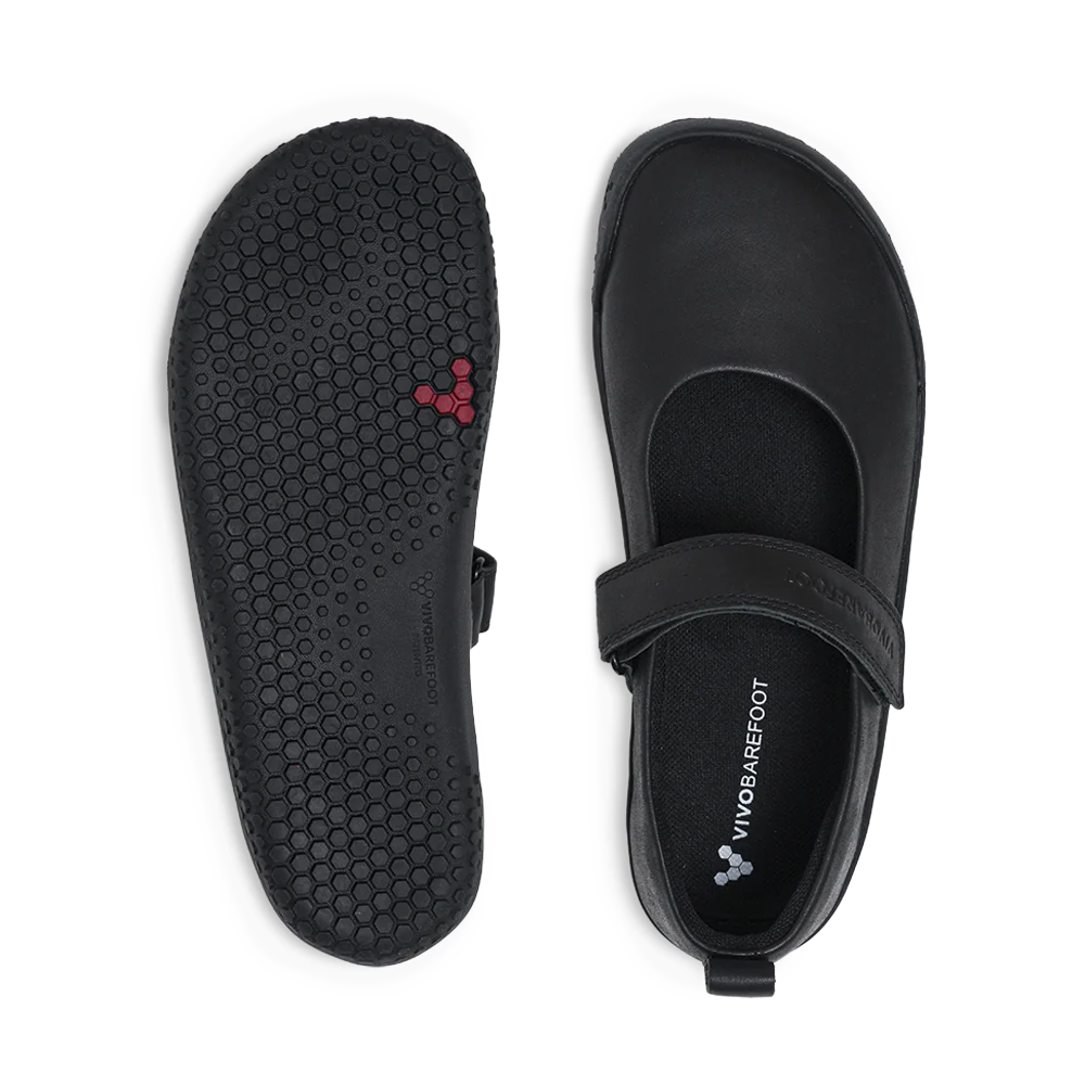 Vivobarefoot Wyn School Juniors Obsidian - Kids Barefoot Shoes for Natural Movement & Play - Perfect for School, Outdoor Adventures & Everyday Wear