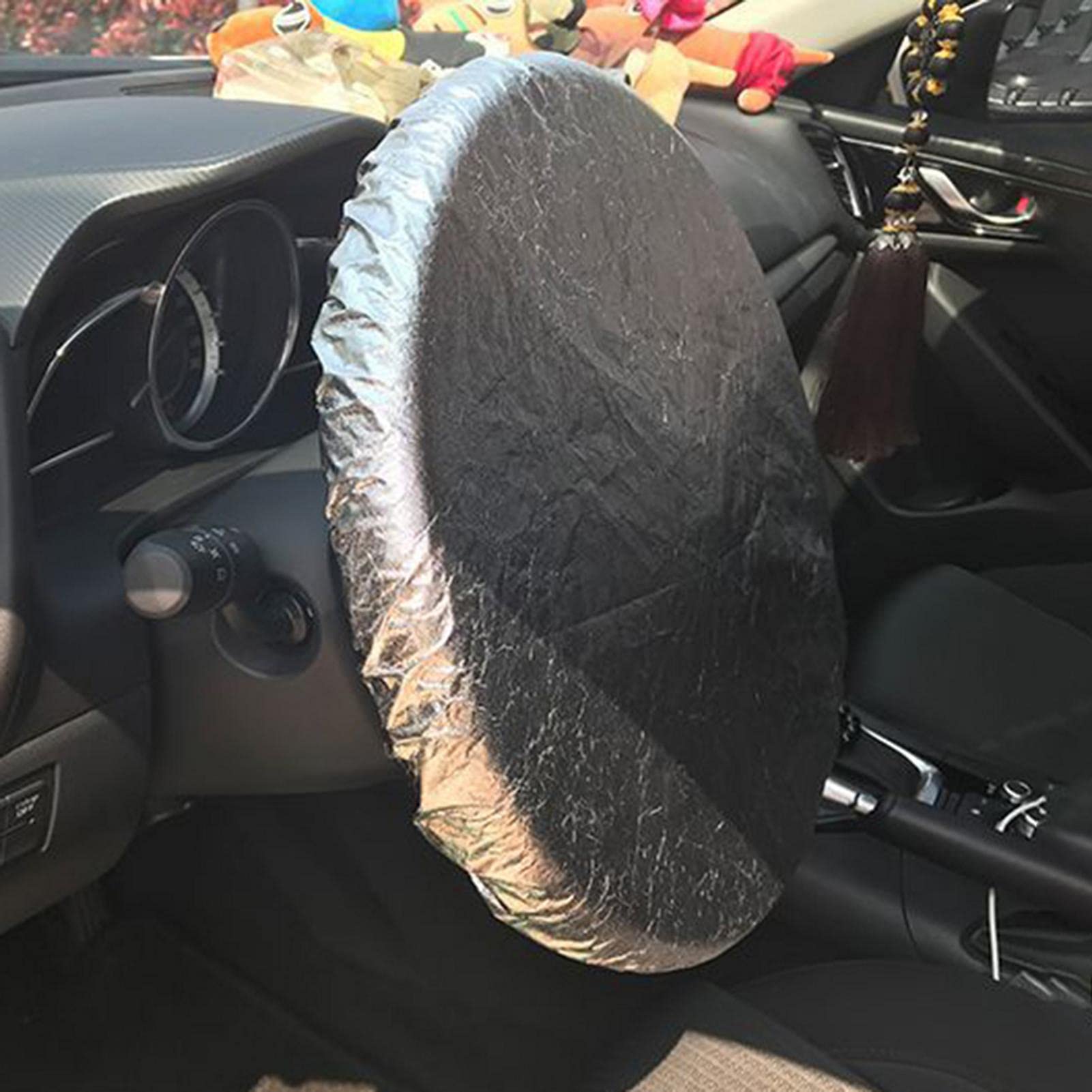 2-Pack Reflective Steering Wheel Sun Shade Covers - Heat Resistant Aluminum Foil UV Protection for GM Vehicles | Car Accessories for Summer & Hot Weather Use