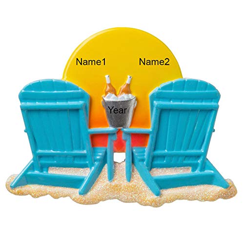 Personalized Honeymoon Beach Chairs Couple Christmas Tree Ornament 2024 - Custom Sunset Vacation Memory Gift for Newlyweds - Perfect for Christmas Decor & Honeymoon Souvenirs