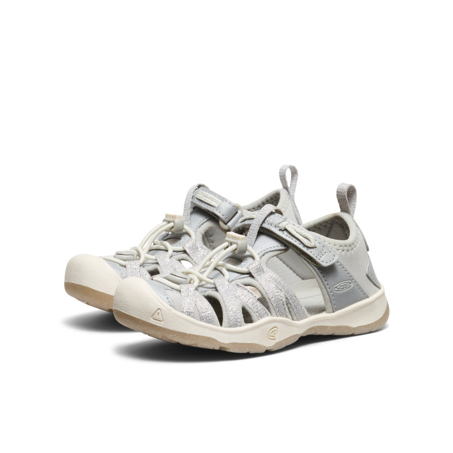 Little Girls' Moxie Sandal - Silver Glitter Comfortable Adjustable Strap Sandals for Toddlers | Perfect for Beach, Pool, and Summer Outdoor Play