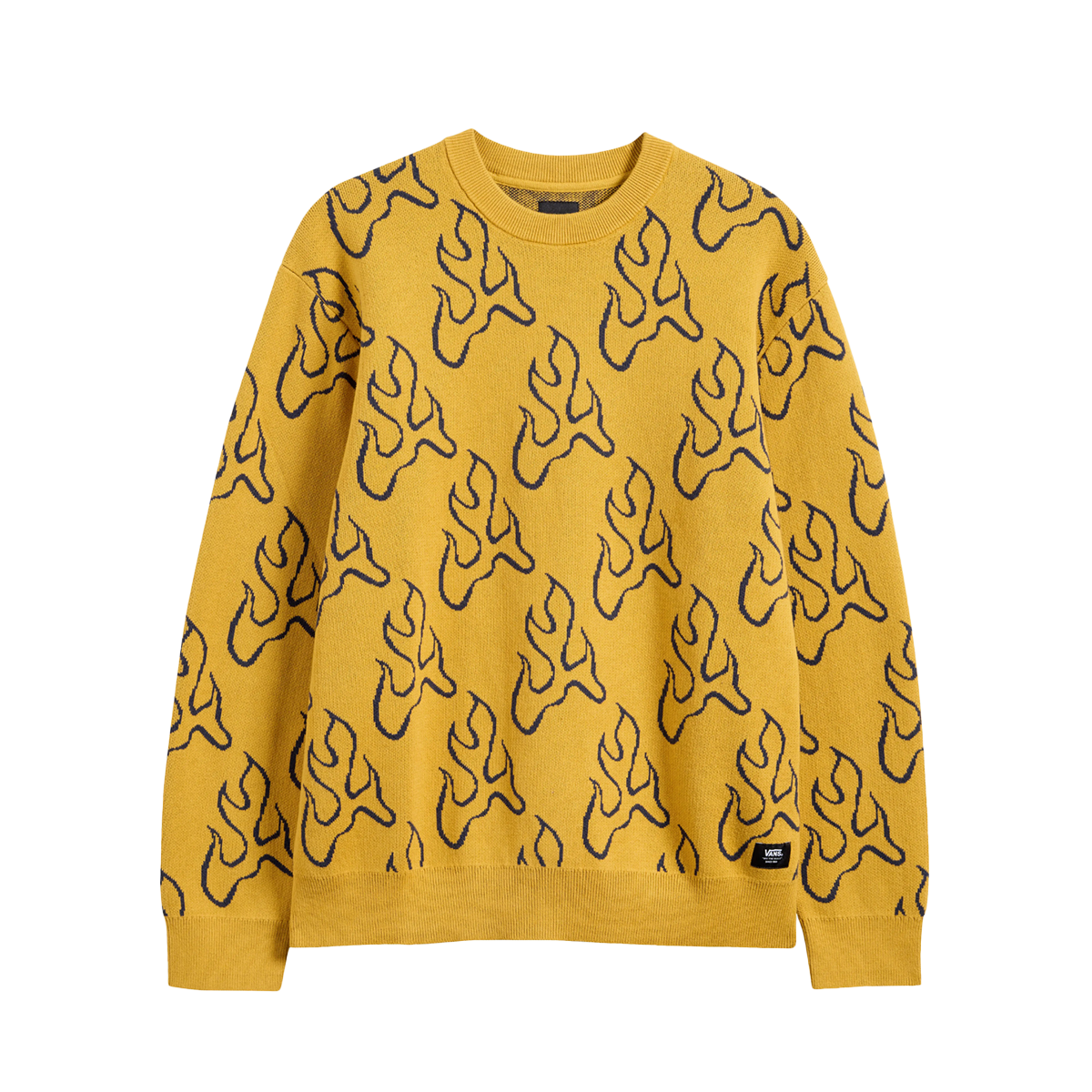 Vans Youth Blaze Crewneck Sweater - Harvest Gold | Soft Cotton Pullover for Boys & Girls | Perfect for School, Casual Wear & Fall Outfits