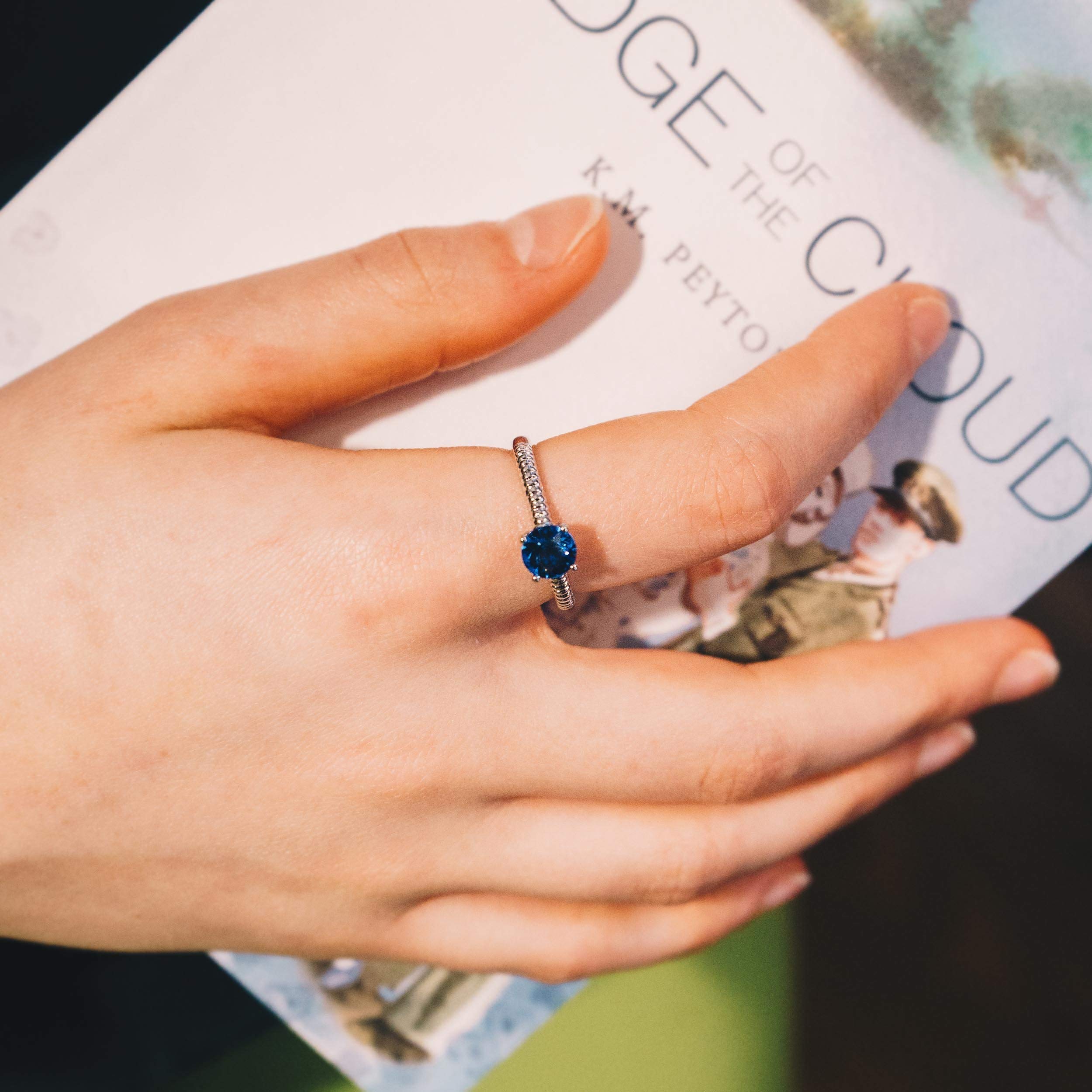 Philip Jones Sapphire Birthstone Ring with Zircondia® - Perfect Gift for September Birthdays