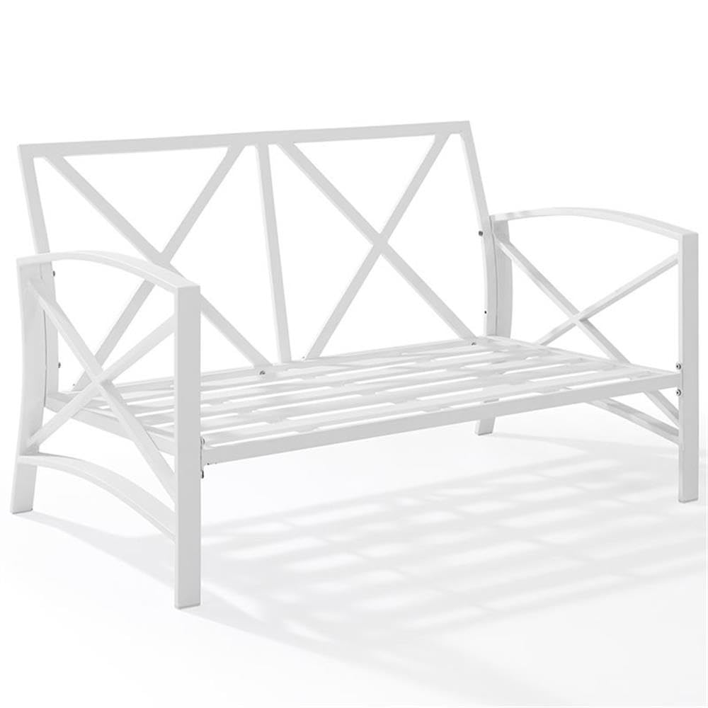 Gray and White Traditional Patio Loveseat - Outdoor Garden Furniture for Relaxing in Backyard, Porch or Balcony