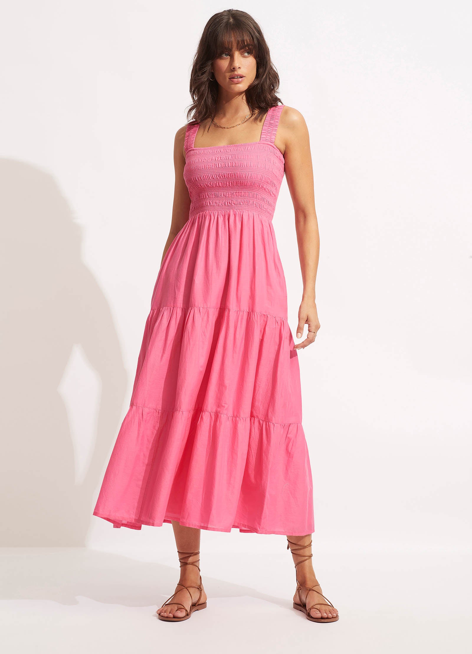 Faithful Midi Dress in Pink - Elegant Floral Summer Dress for Women | Perfect for Weddings, Parties & Date Nights