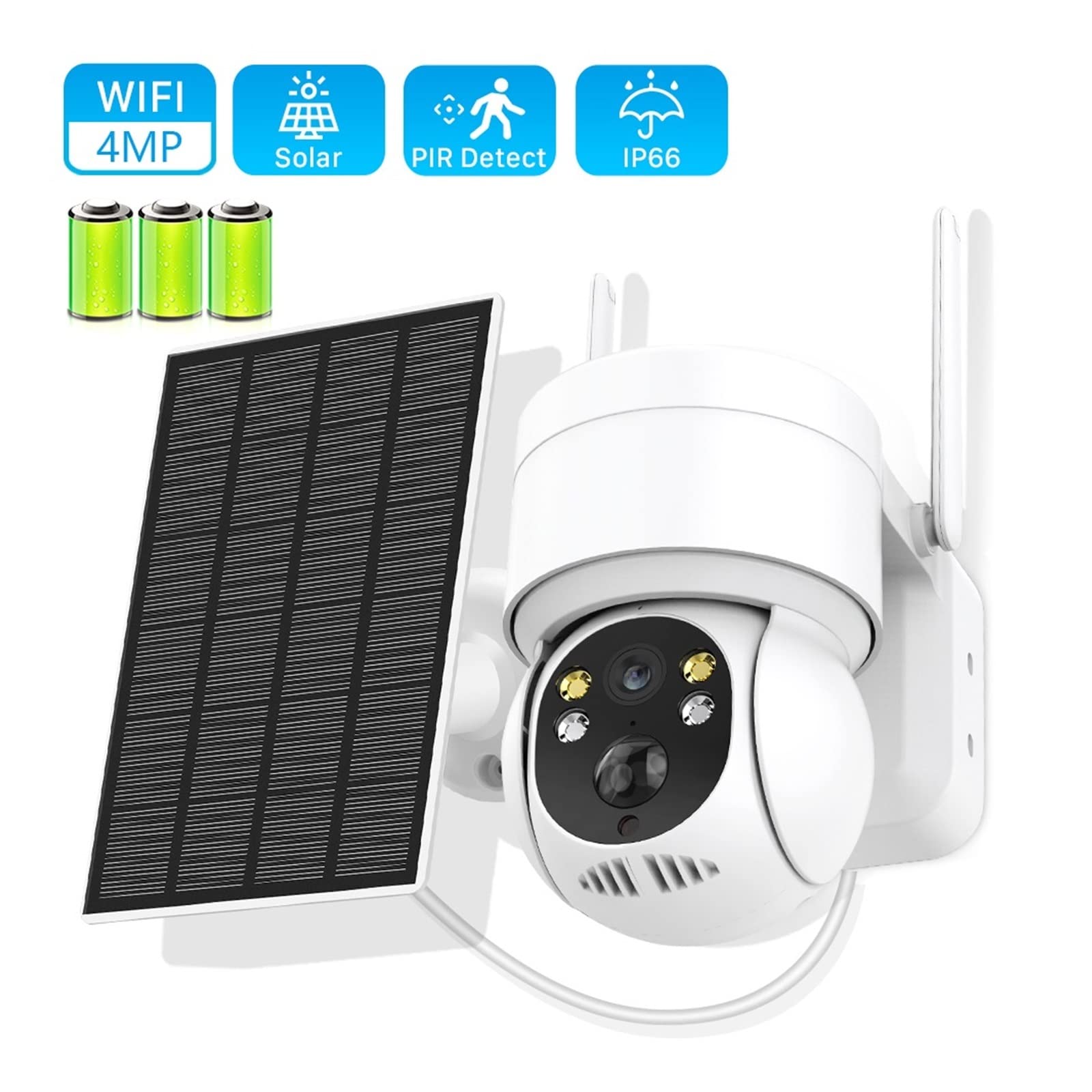 SilteD Solar Security Camera Outdoor - 1080P HD WiFi Wireless Surveillance IP Camera with Solar Panel, 7800mAh Battery & PIR Human Detection (Includes 64GB Storage) - Perfect for Home Security, Yard Monitoring & Weatherproof Outdoor Use