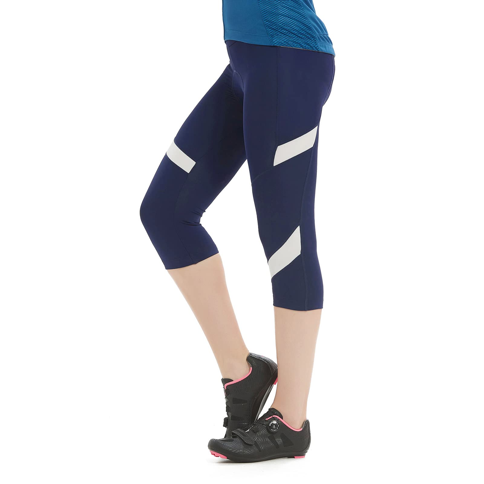 Santic Women's 4D Padded Cycling Capris - Breathable 3/4 Bike Shorts with Comfortable Biking Tights for Road & Mountain Biking | Perfect for Commuting, Spinning Classes & Outdoor Workouts