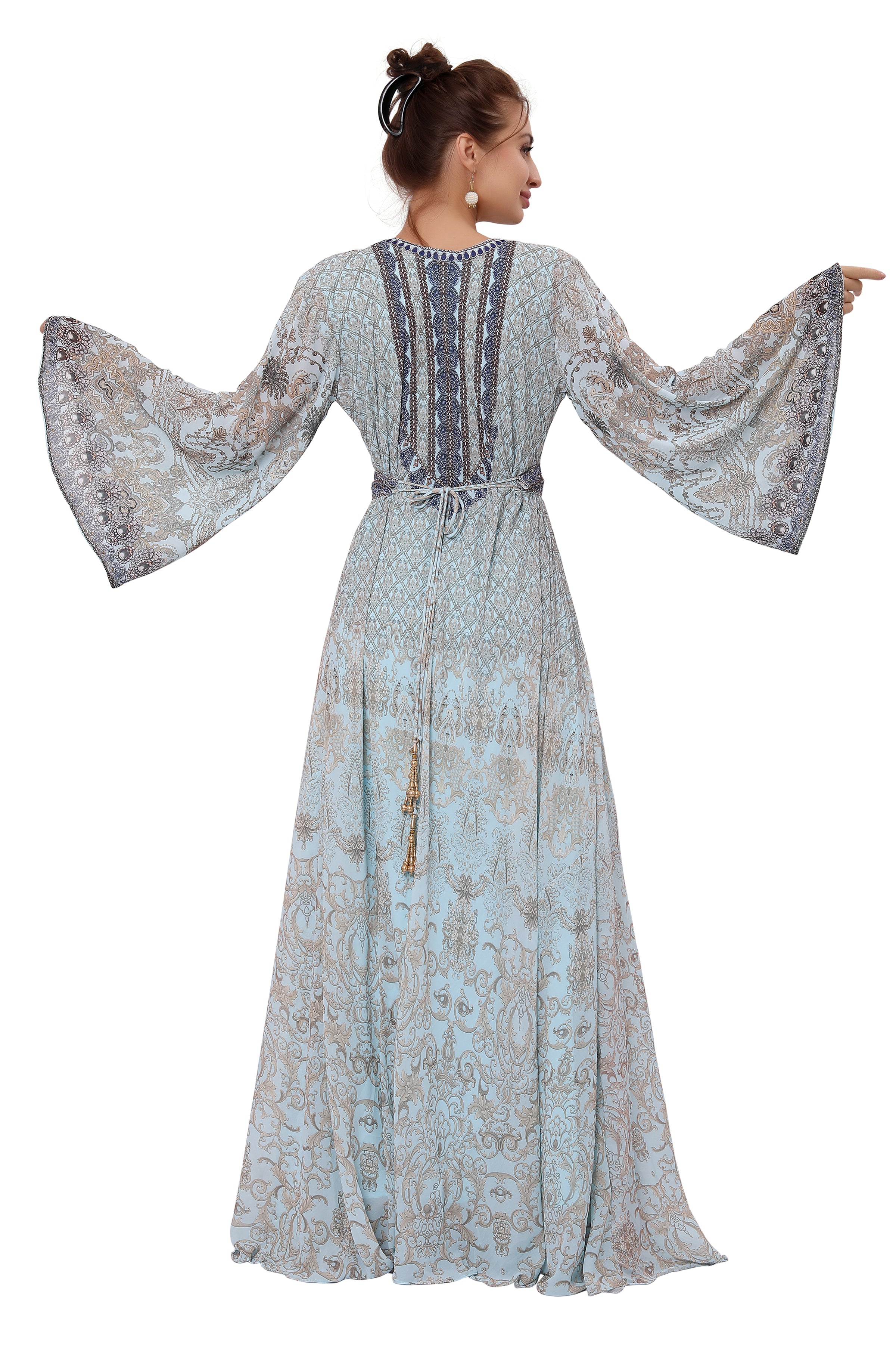 Stylish Designer Kaftan Dress with Digital Print - Flowy Beach Cover Up, Summer Vacation Outfit, Boho Chic Loungewear for Women