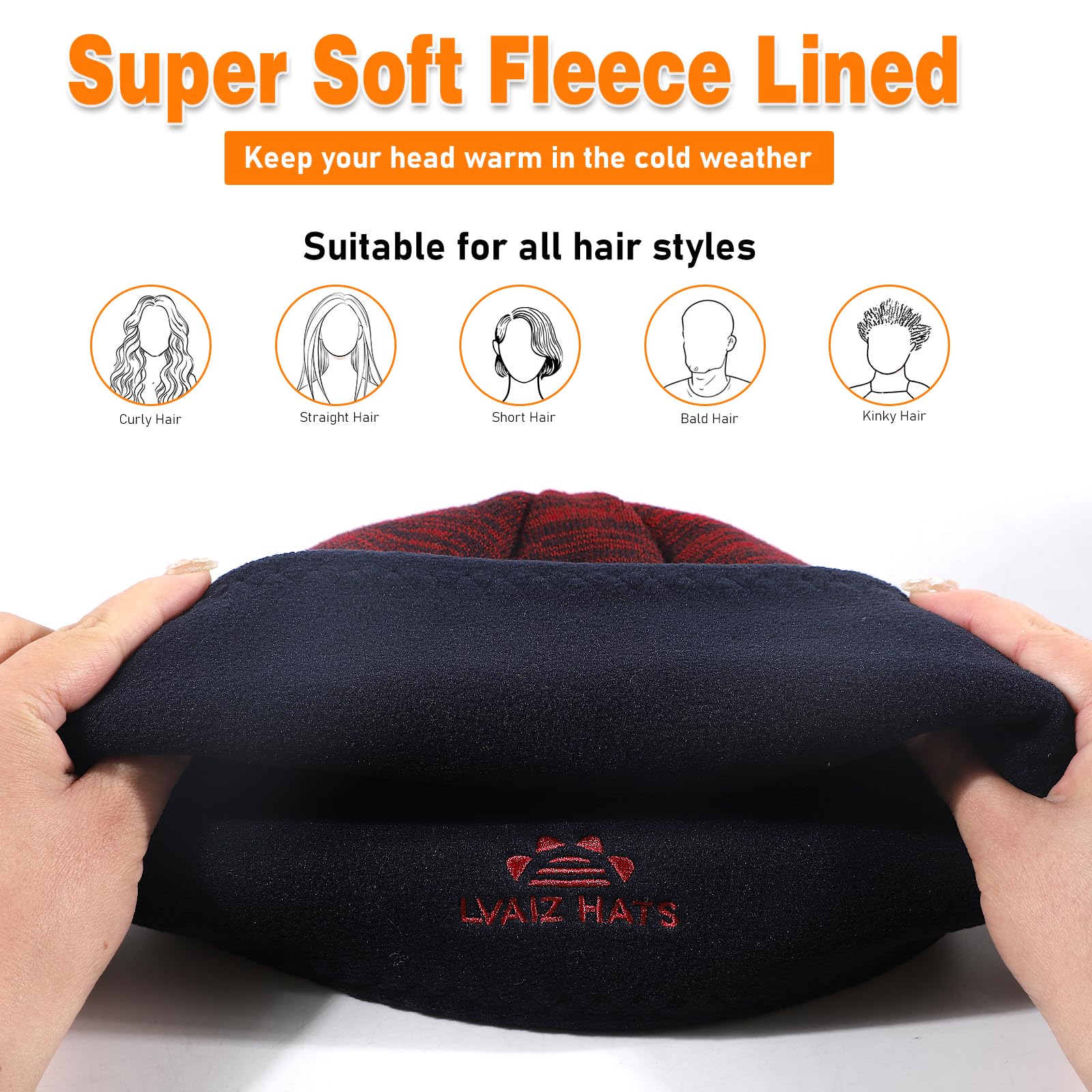 Men's Winter Fleece Beanie - Reversible Windproof Skull Cap for Women | Cold Weather & Outdoor Activities