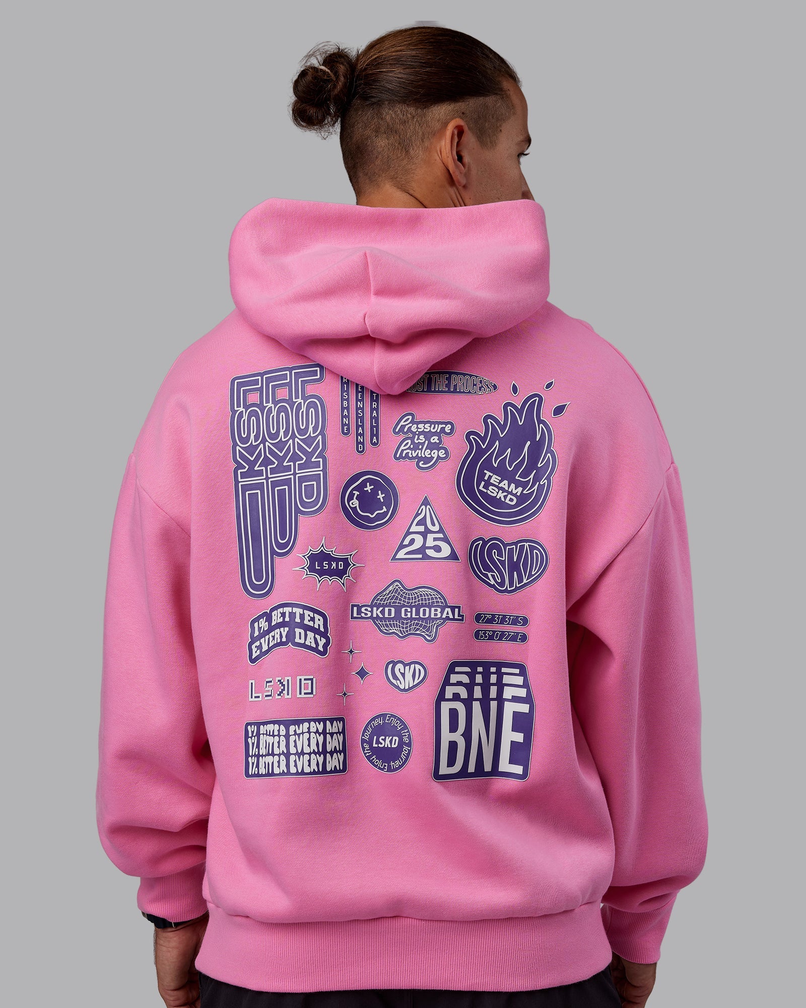 CFT BNE 25 Oversized Hoodie - Candy Pink & Purple Opulence | Women's Fashion Streetwear | Perfect for Casual Wear, Gym & Loungewear