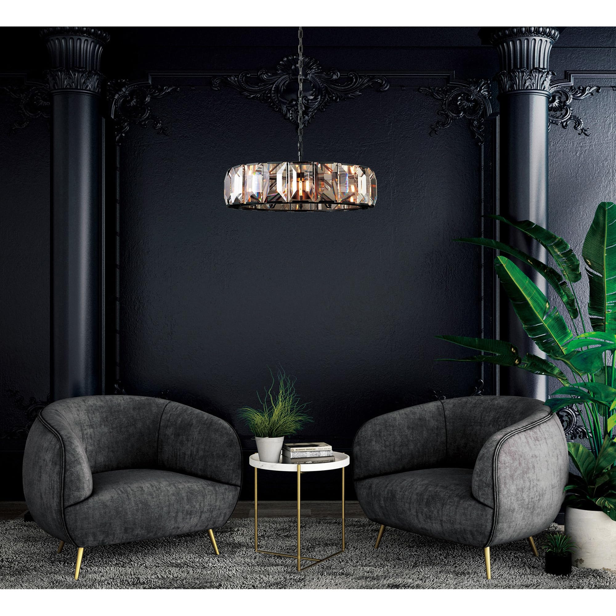 18-Light Farmhouse Chandelier - Black Metal Rustic Ceiling Light Fixture for Dining Room, Kitchen Island & Entryway | CWI Lighting Jacquet Collection