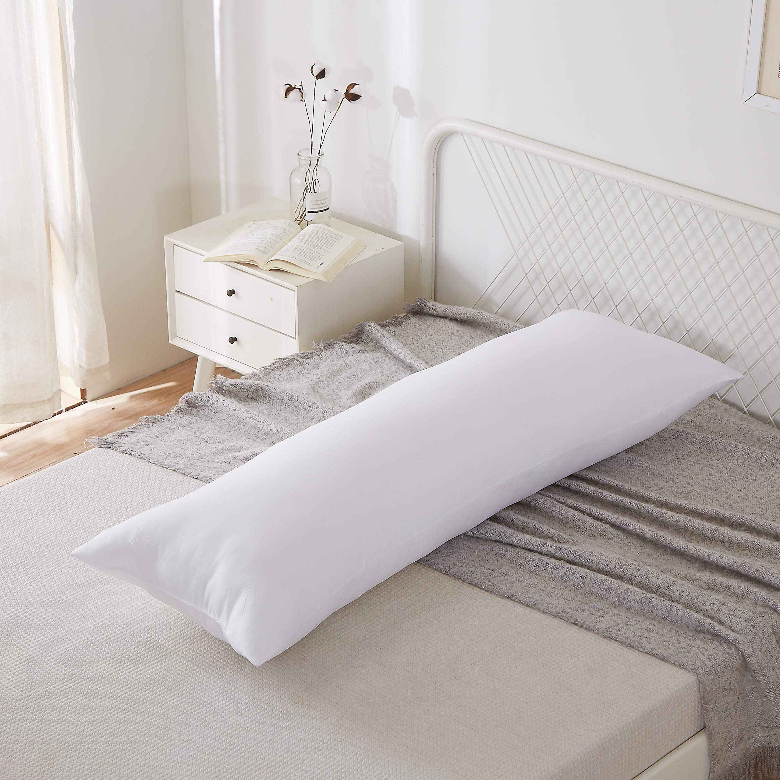 **Acanva Fluffy Body Pillow for Adults & Pregnancy - Soft Long Full Pillow Insert for Side Sleepers - Perfect for Cuddling, Back Support & Comfortable Sleep**    *(Use Cases: Ideal for side sleepers, pregnancy support, cozy cuddling, and relieving back pain.)*