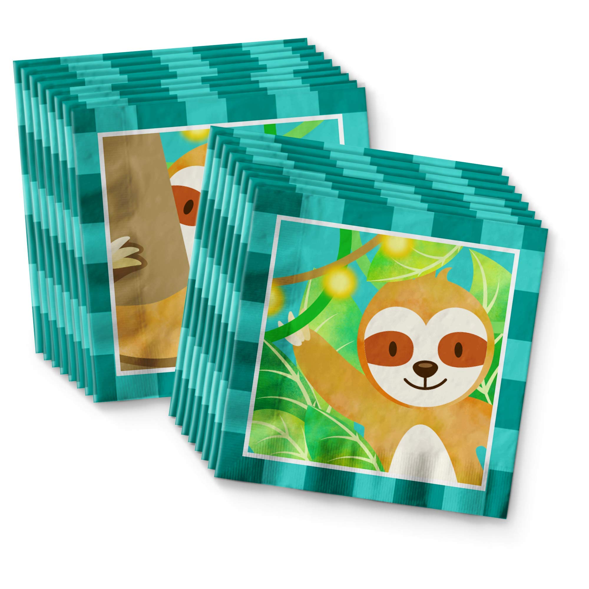 Sloth Themed Birthday Party Supplies Set - 16-Piece Tableware Kit with Plates, Napkins & Cups for Kids' Party Decorations | Perfect for Sloth Lover's Birthday, Baby Shower & Themed Celebrations
