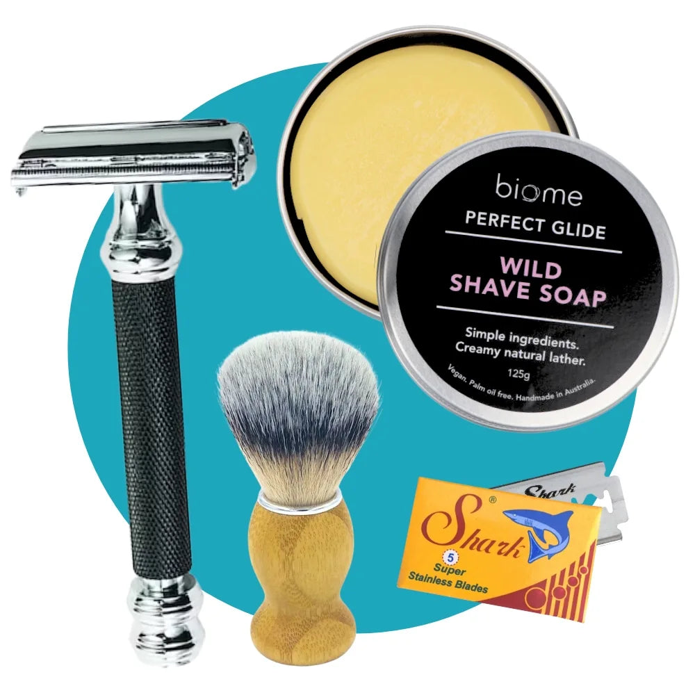 Premium Men's Shave Kit Set with Razor, Shaving Brush & Cream - Perfect for Travel & Daily Grooming Routine