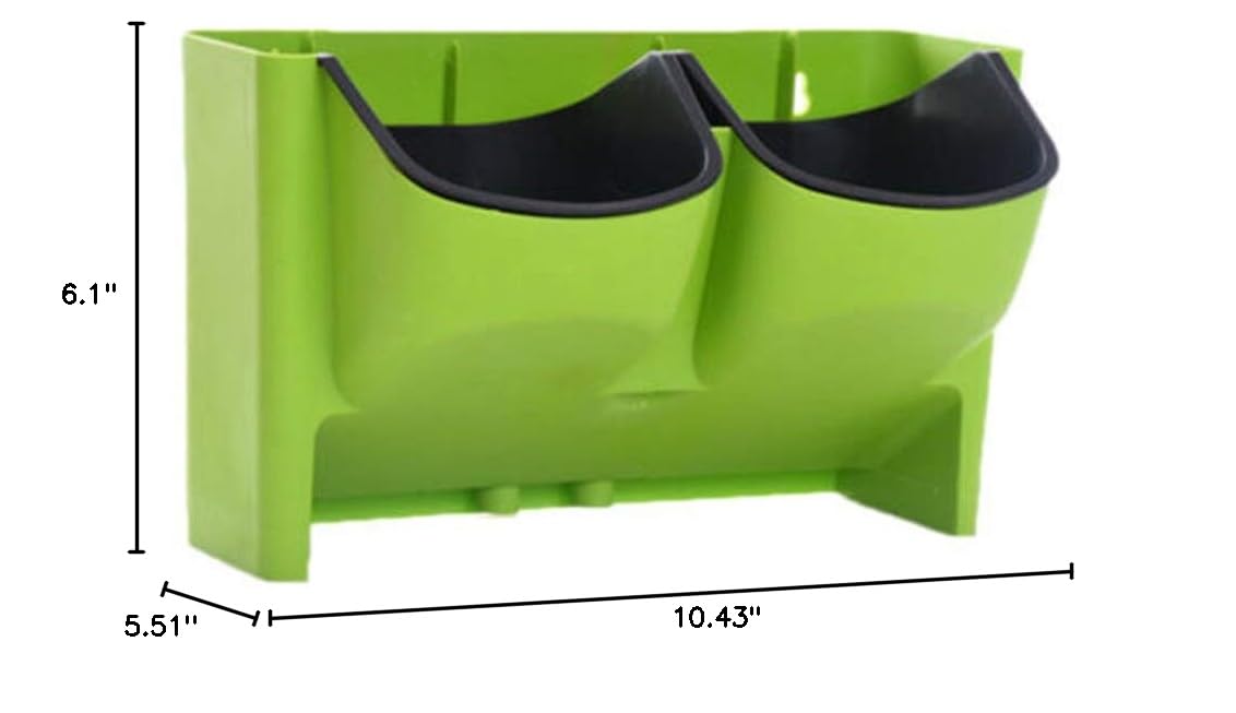 Self Watering Vertical Planter - Stackable Wall Hanging Flower Pot for Garden & Balcony (26.5x15.5x14cm, Green) - Perfect for Small Spaces, Herb Gardens & Urban Gardening