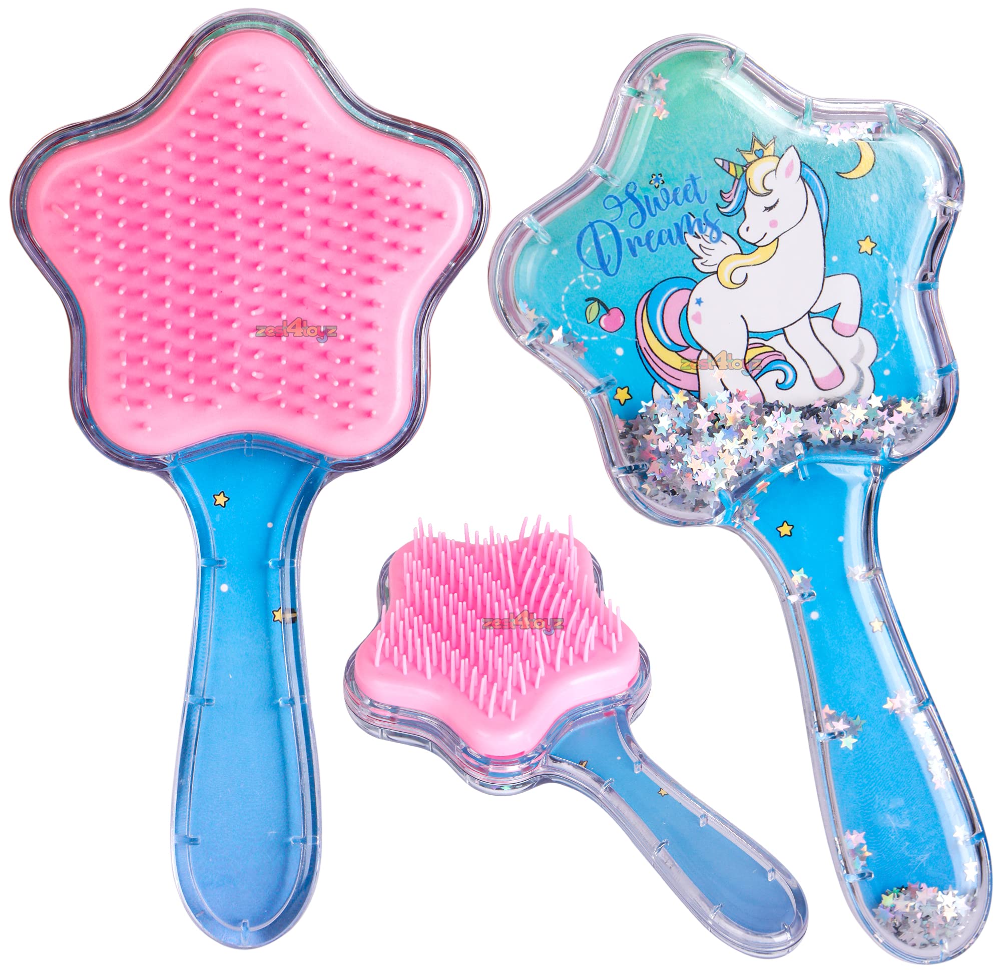 Zest 4 Toyz Kids Hair Brush - Stylish Detangling Comb for Girls & Boys, Gentle Knot Remover for Curly & Straight Hair - Multicolor (Pack of 1) - Perfect for Daily Hair Care, Travel & School