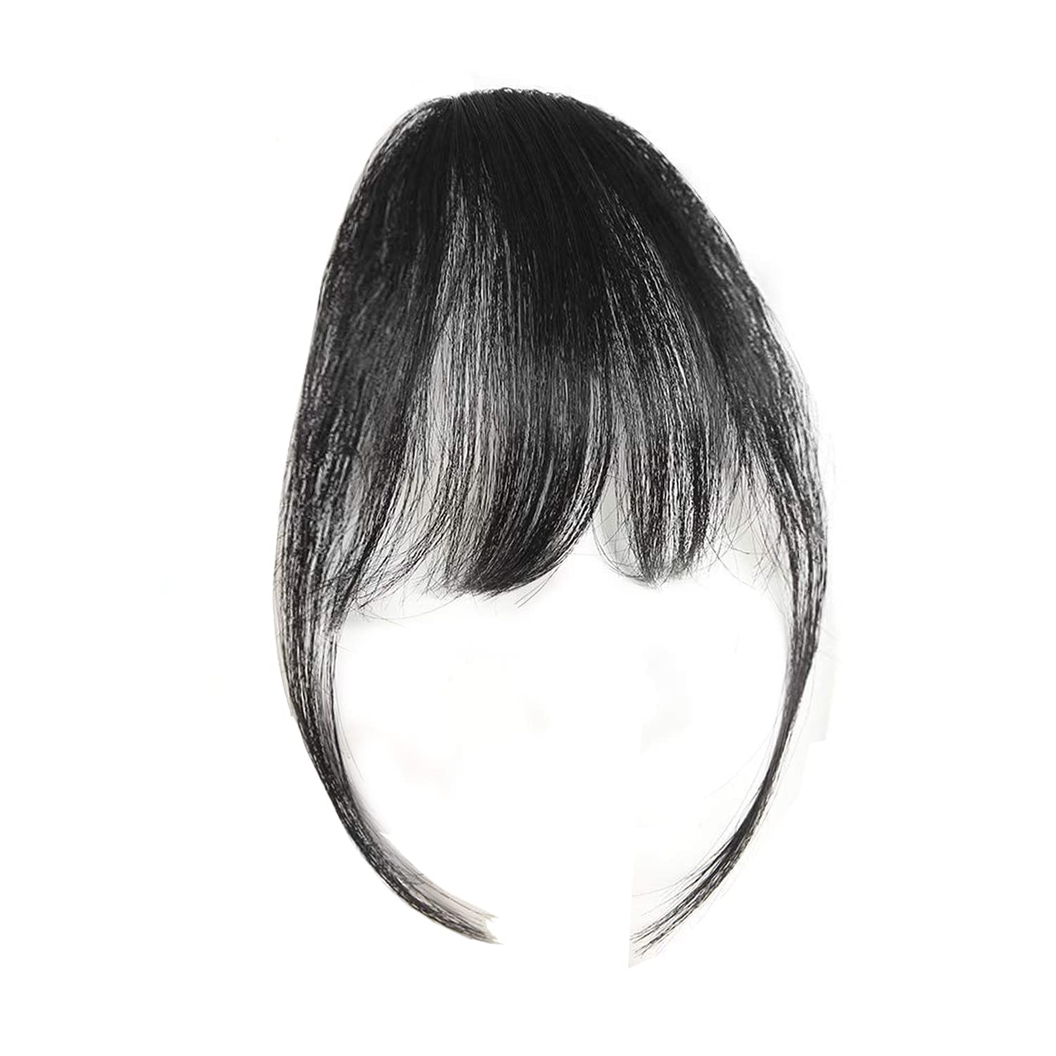 Clip On Hair Bangs Extensions for Women - Natural Brown Thin Fringe Piece (Pack of 2) | Instant Volume & Style for Everyday Wear, Cosplay & Costume Parties