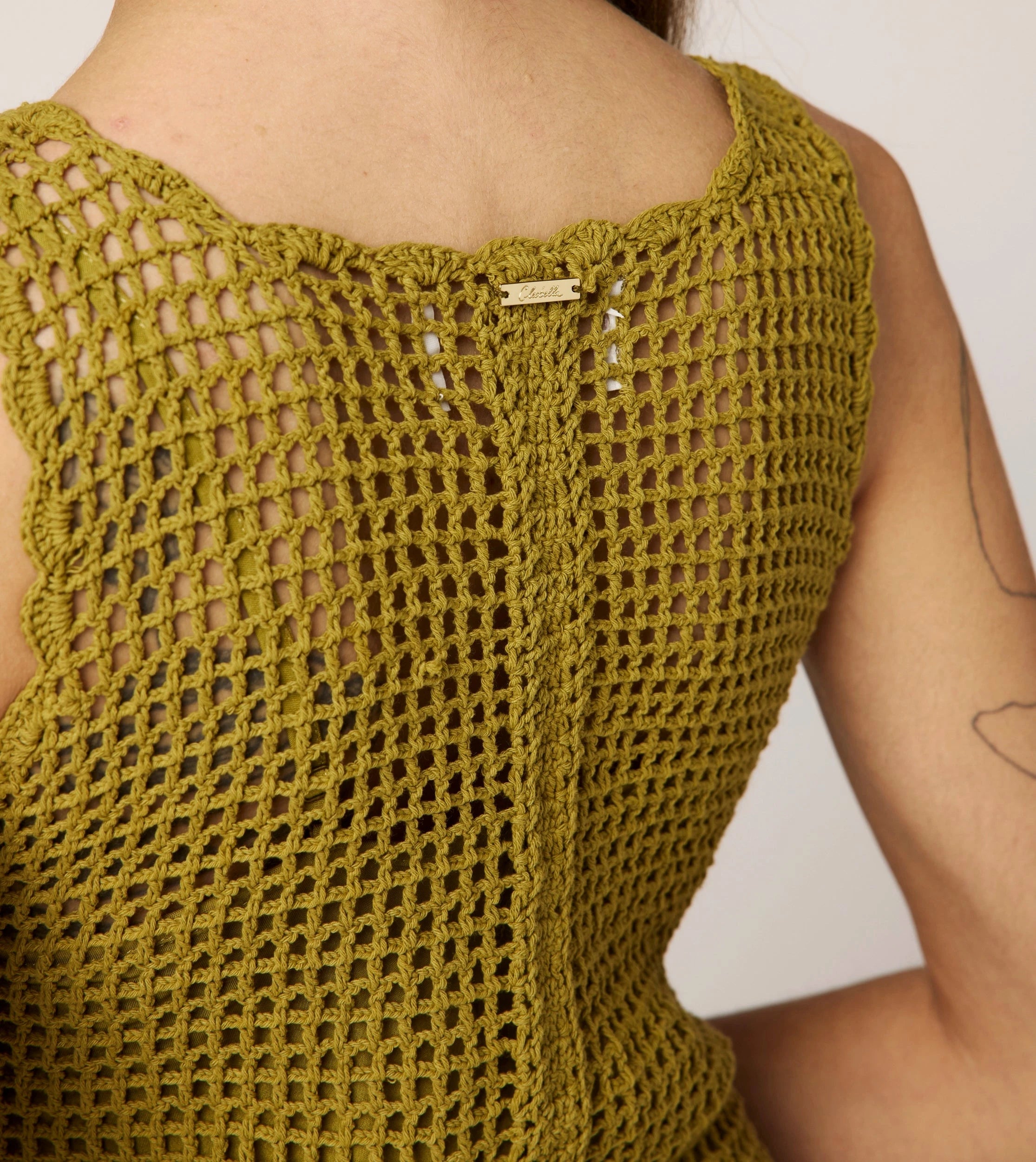 Caylee Crochet Top for Women - Elegant Moss Green Summer Boho Blouse | Perfect for Beach Vacations, Music Festivals & Casual Outings