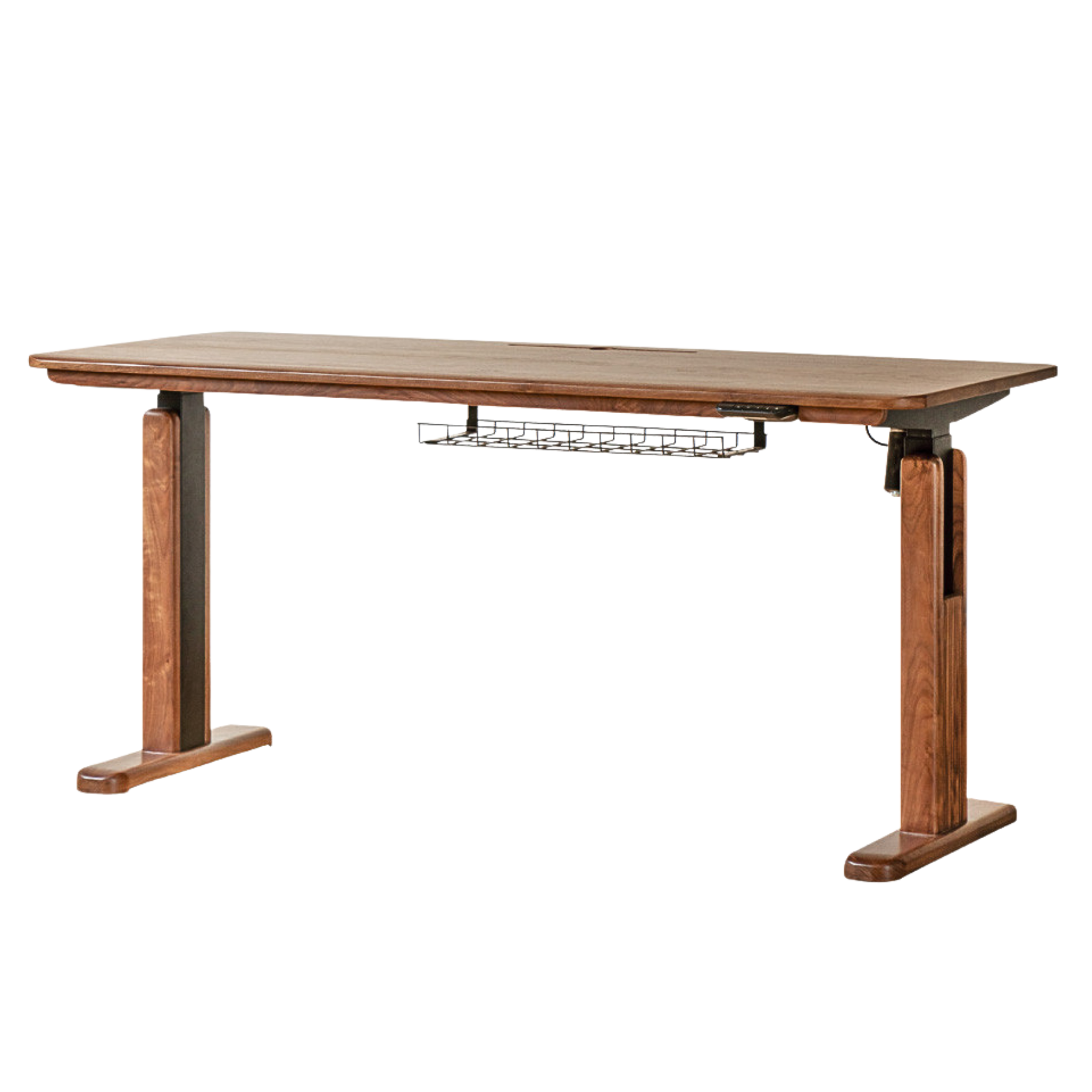 Black Walnut Solid Wood Electric Standing Desk - Adjustable Height Home Office Desk for Work & Study - Ergonomic Sit to Stand Desk for Computer, Laptop & Gaming Setup