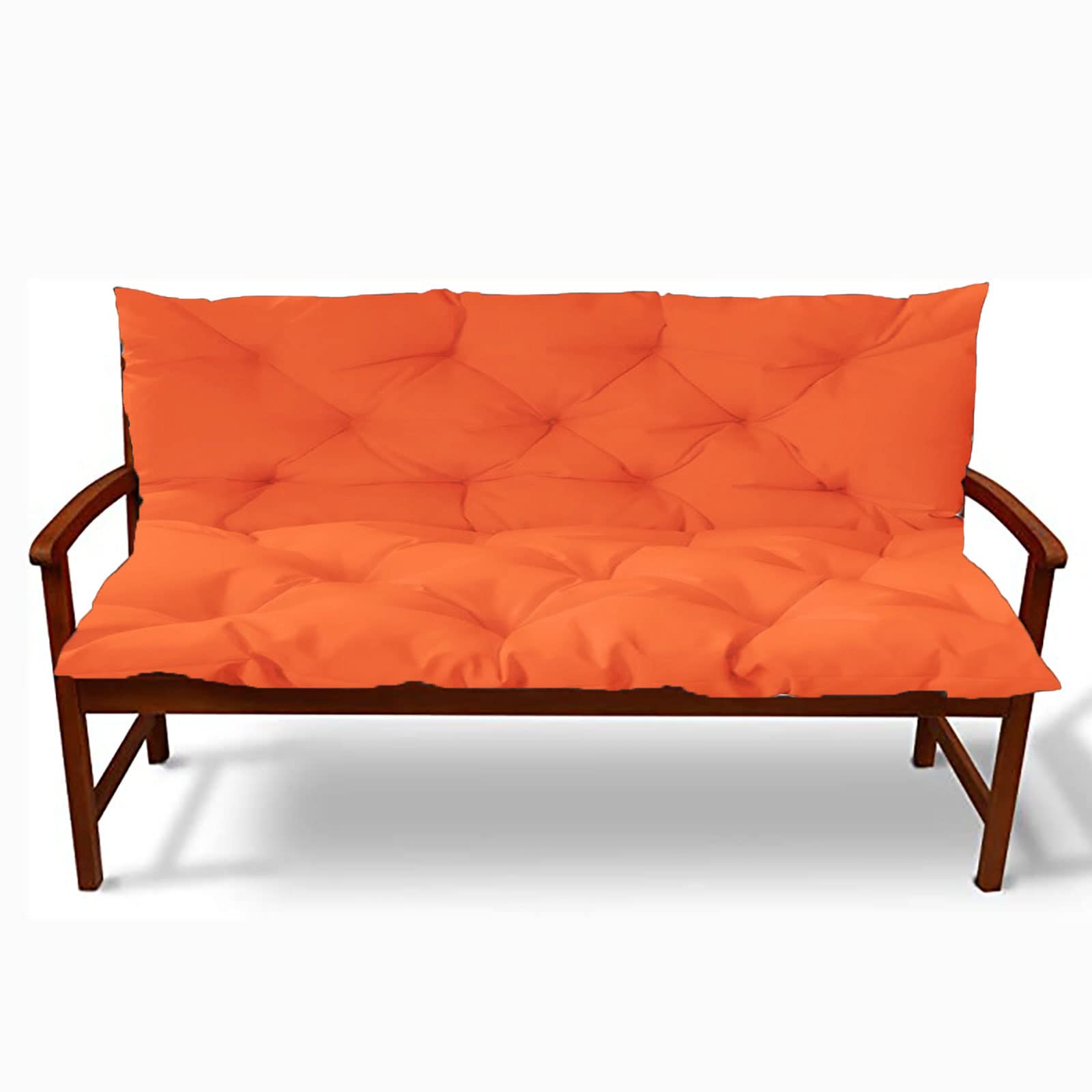 Premium Outdoor/Indoor Bench Cushion with Backrest - 2 or 3 Seater Thick Garden Swing Chair Cushion - Soft Waterproof Patio Seat Pad for Porch, Deck & Backyard Furniture (Orange, 59x39x4 Inches) - Perfect for Lounging, Relaxing & Outdoor Entertaining