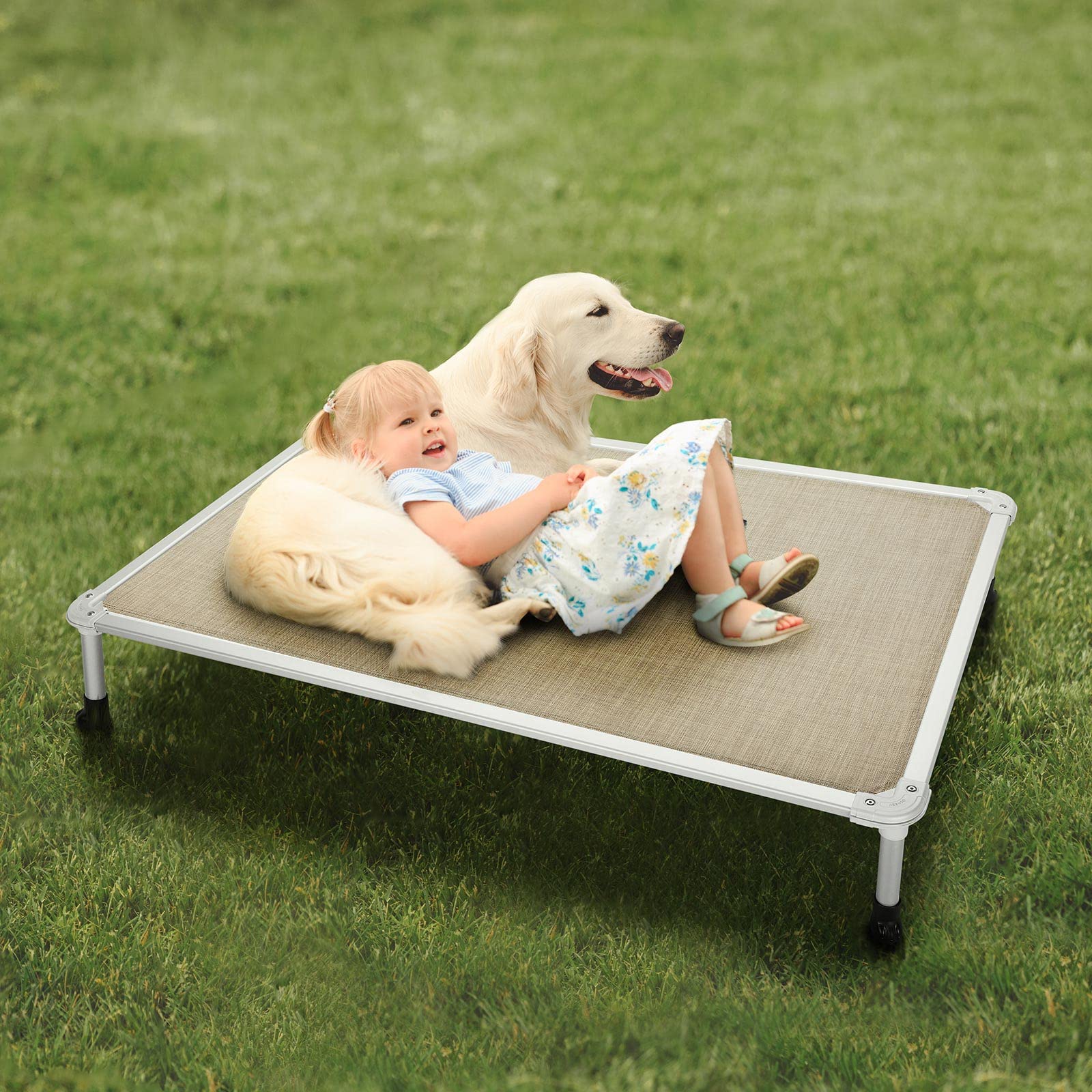 Veehoo Chew Proof Raised Dog Bed - Cooling Pet Cot with Aluminum Frame for Indoor/Outdoor Use - Perfect for Hot Weather & Active Dogs