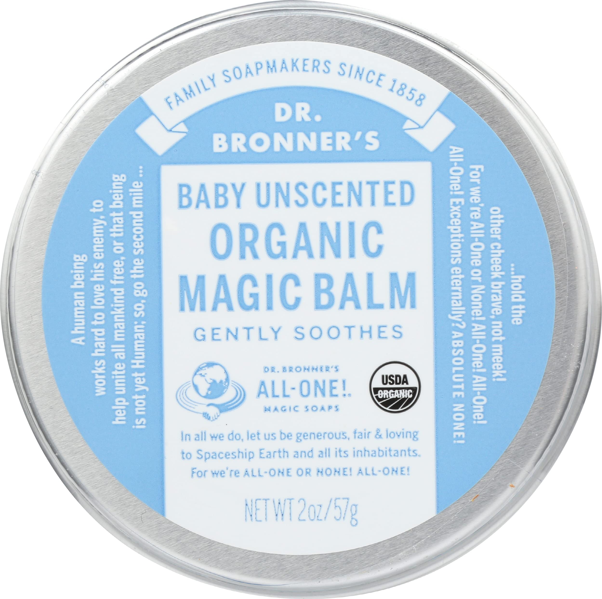 Dr. Bronner's Organic Magic Balm Unscented - 2 Oz (Pack of 6) | 100% Organic Skin Moisturizer for Dry Hands, Lips & Face | Perfect for Travel, First Aid & Daily Hydration
