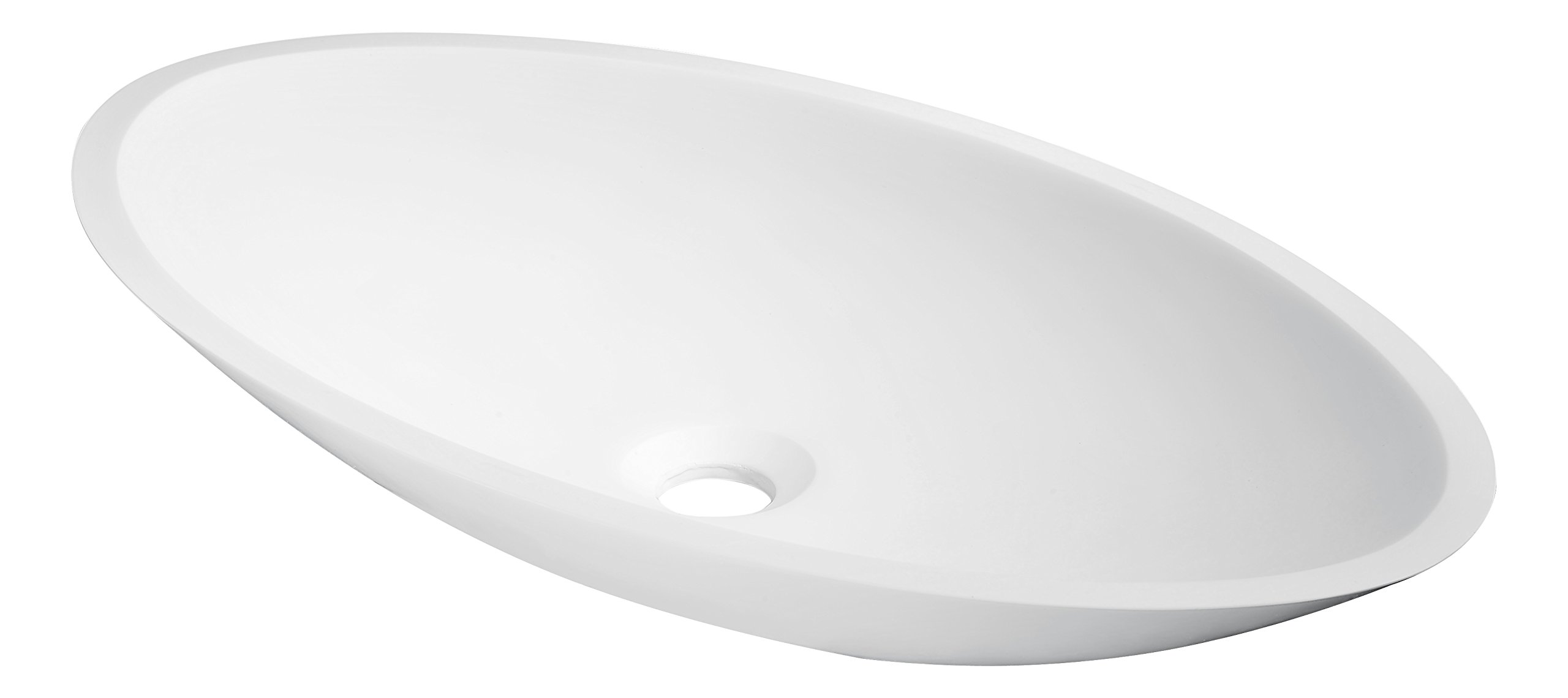 ANZZI LS-AZ300 Achilles Series Matte White Man-Made Stone Vessel Bathroom Sink - Modern Farmhouse Vanity for Powder Room & Guest Bath - Durable & Easy to Clean